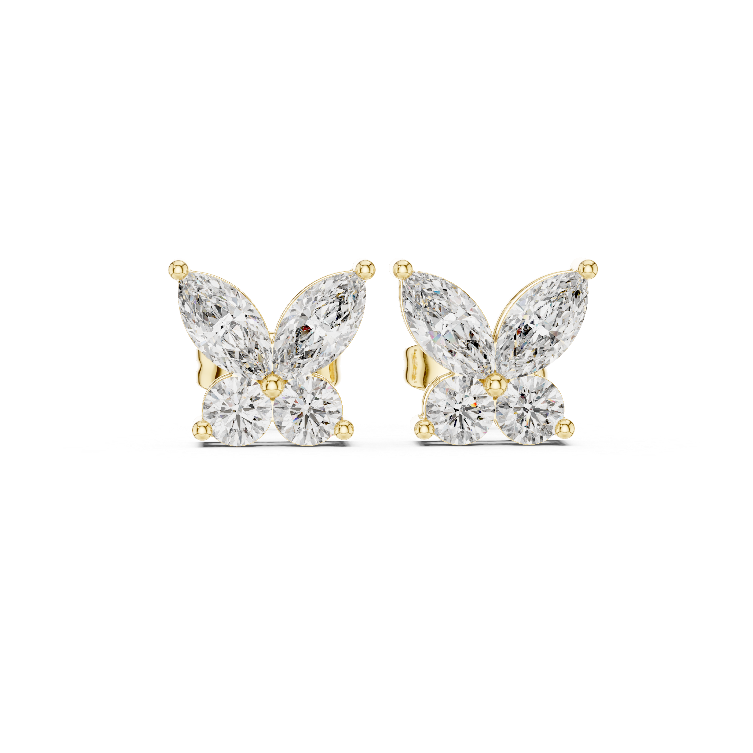 حلقان متدلية بتصميم شلال من ألماس بقصة راديانت in Yellow Gold - VYKA Diamonds