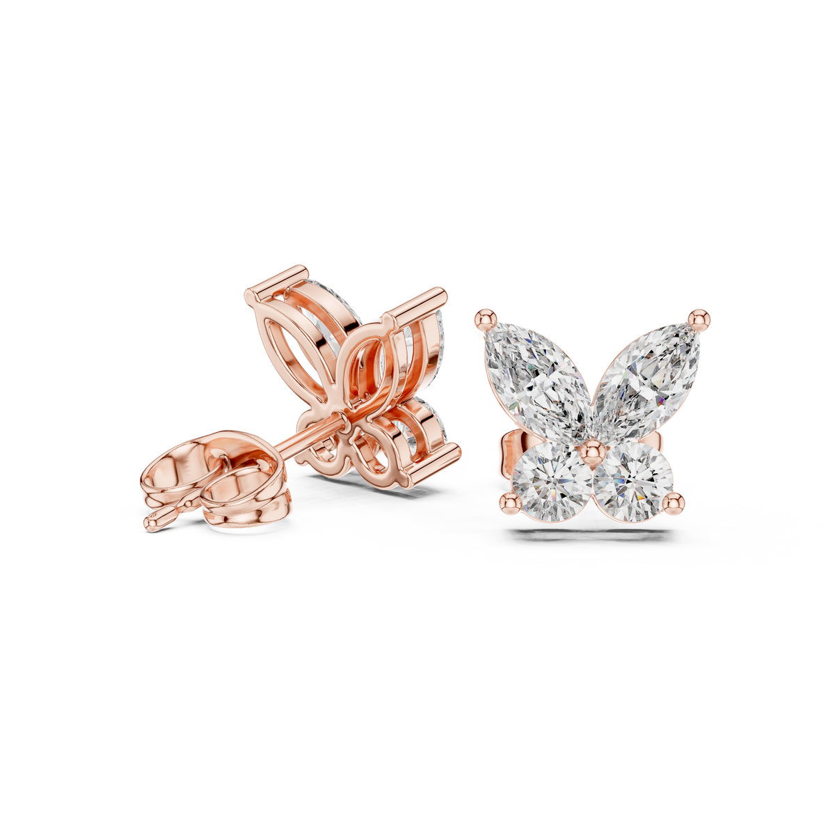 Radiant Cut Cascade Diamond Stud Earrings