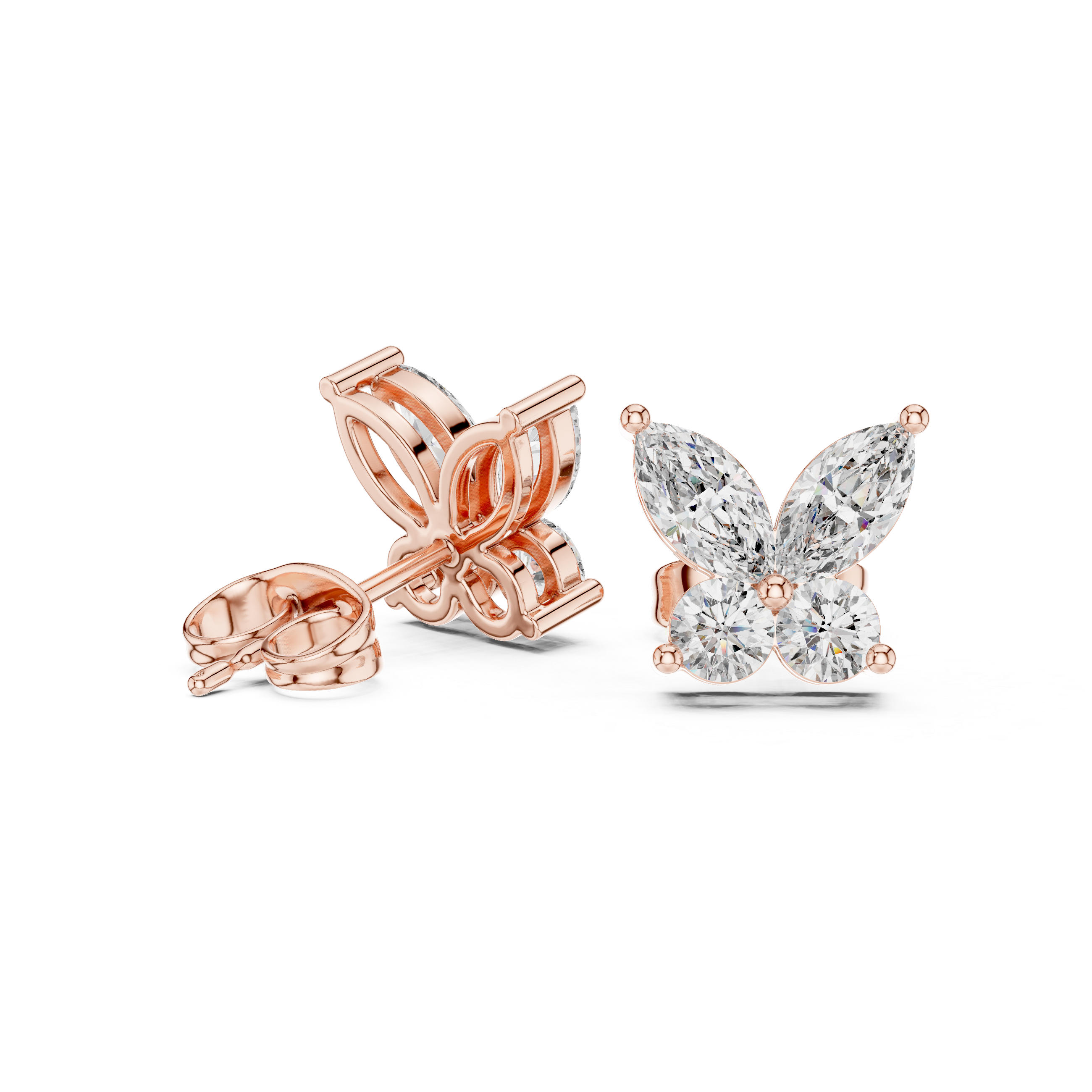 حلقان متدلية بتصميم شلال من ألماس بقصة راديانت in Rose Gold - VYKA Diamonds