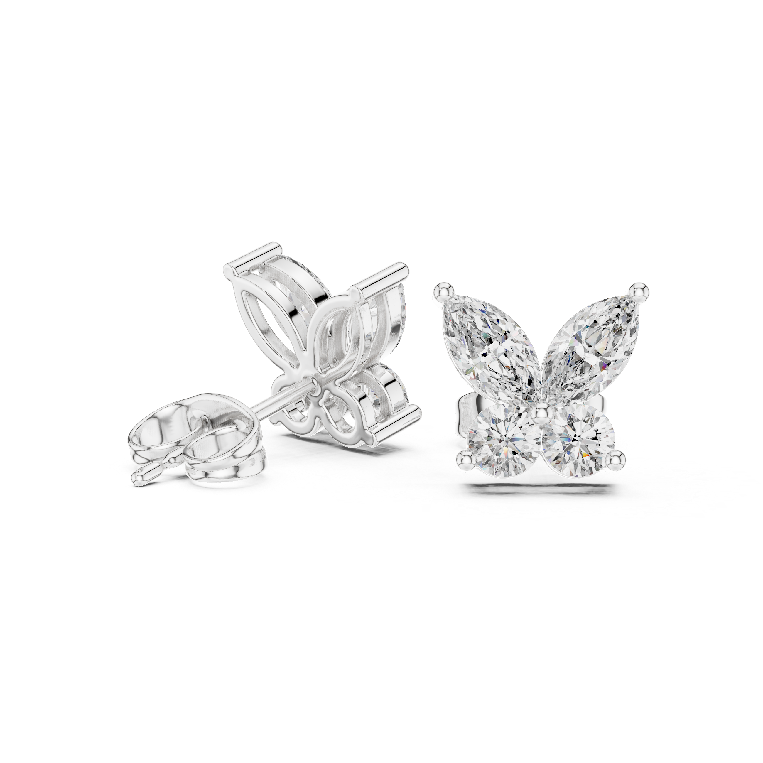 حلقان متدلية بتصميم شلال من ألماس بقصة راديانت in White Gold - VYKA Diamonds