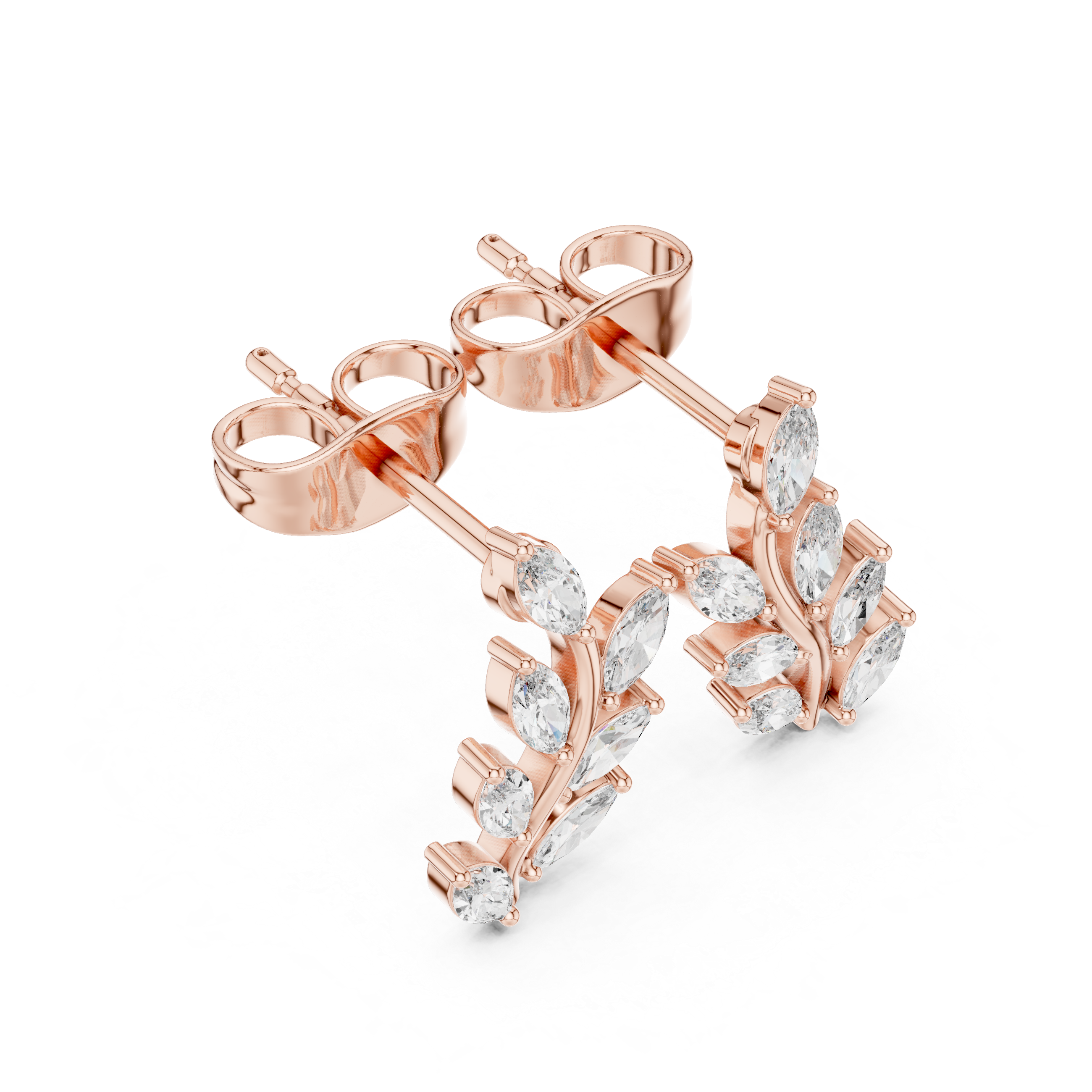 Asscher Cut Tiered Diamond Drop Earrings in Rose Gold - VYKA Diamonds