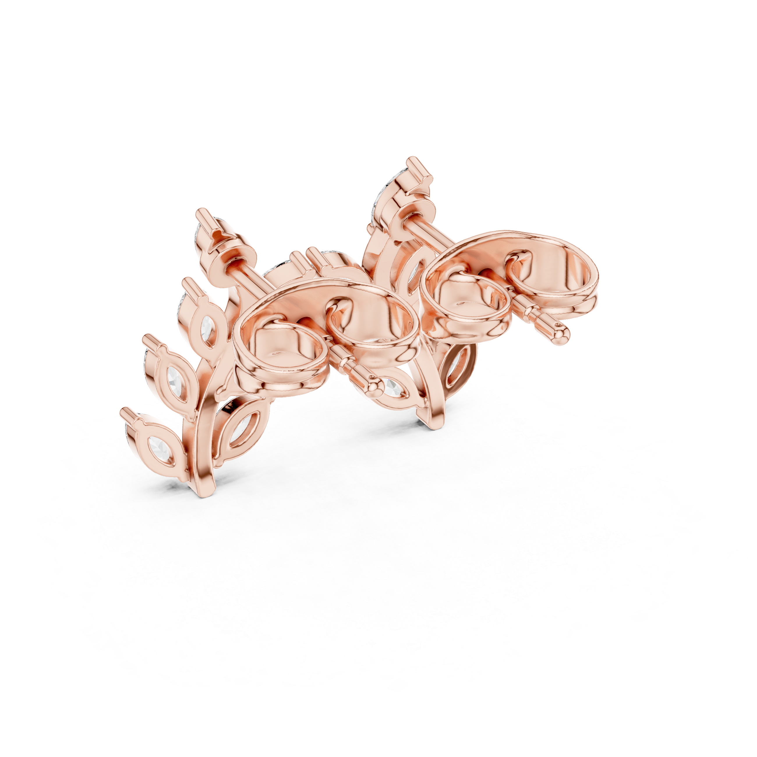 Asscher Cut Tiered Diamond Drop Earrings in Rose Gold - VYKA Diamonds
