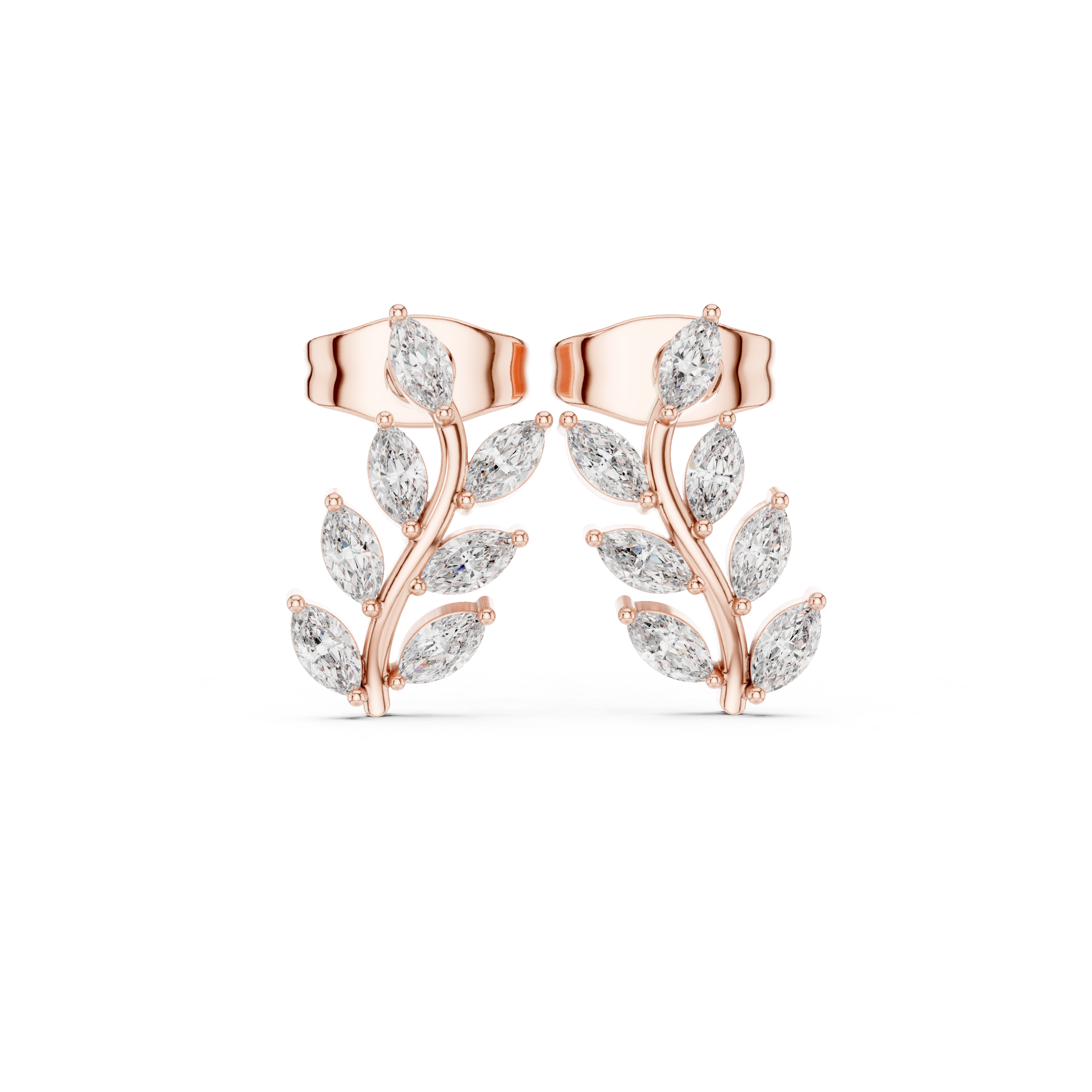 Asscher Cut Tiered Diamond Drop Earrings in Rose Gold - VYKA Diamonds