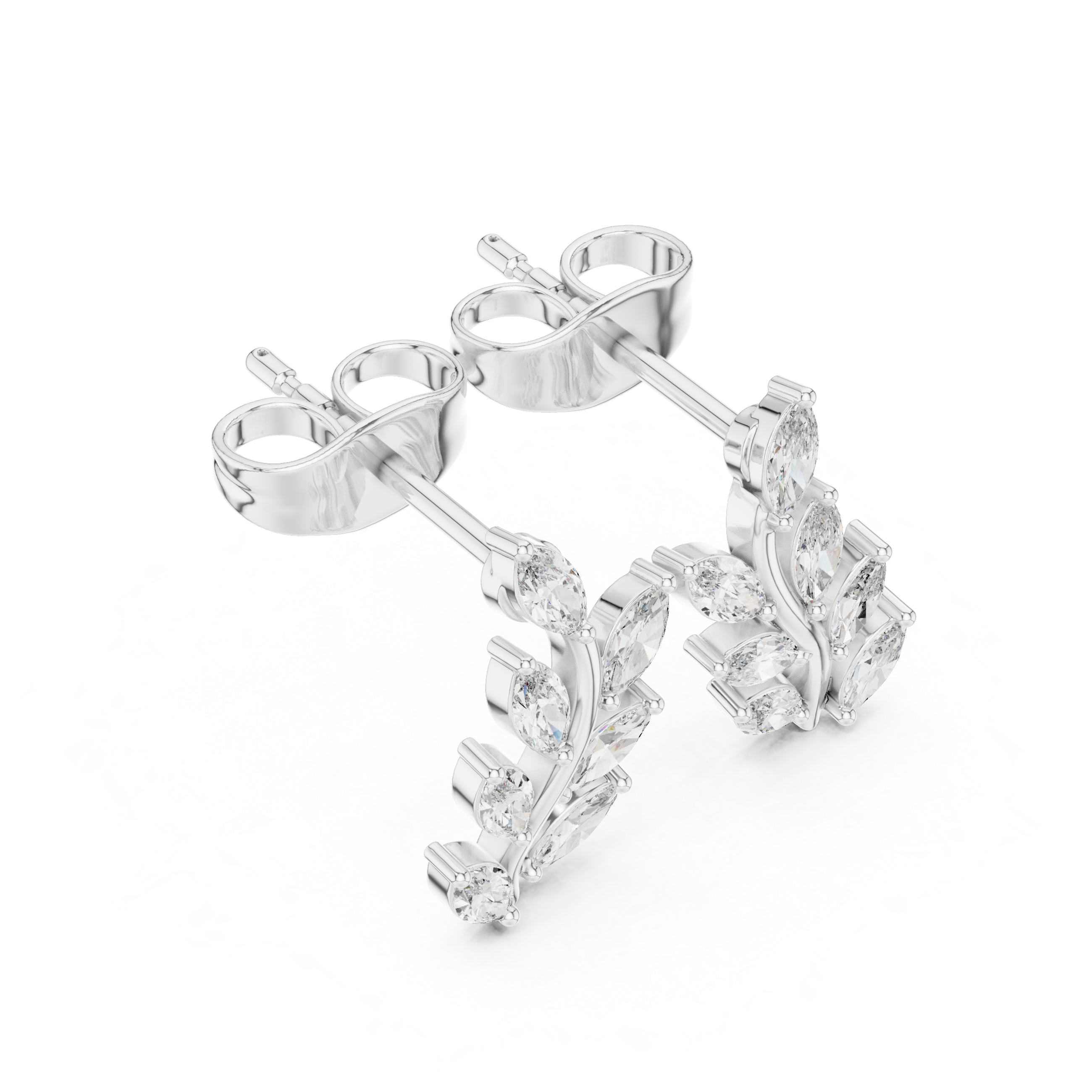 Asscher Cut Tiered Diamond Drop Earrings in White Gold - VYKA Diamonds