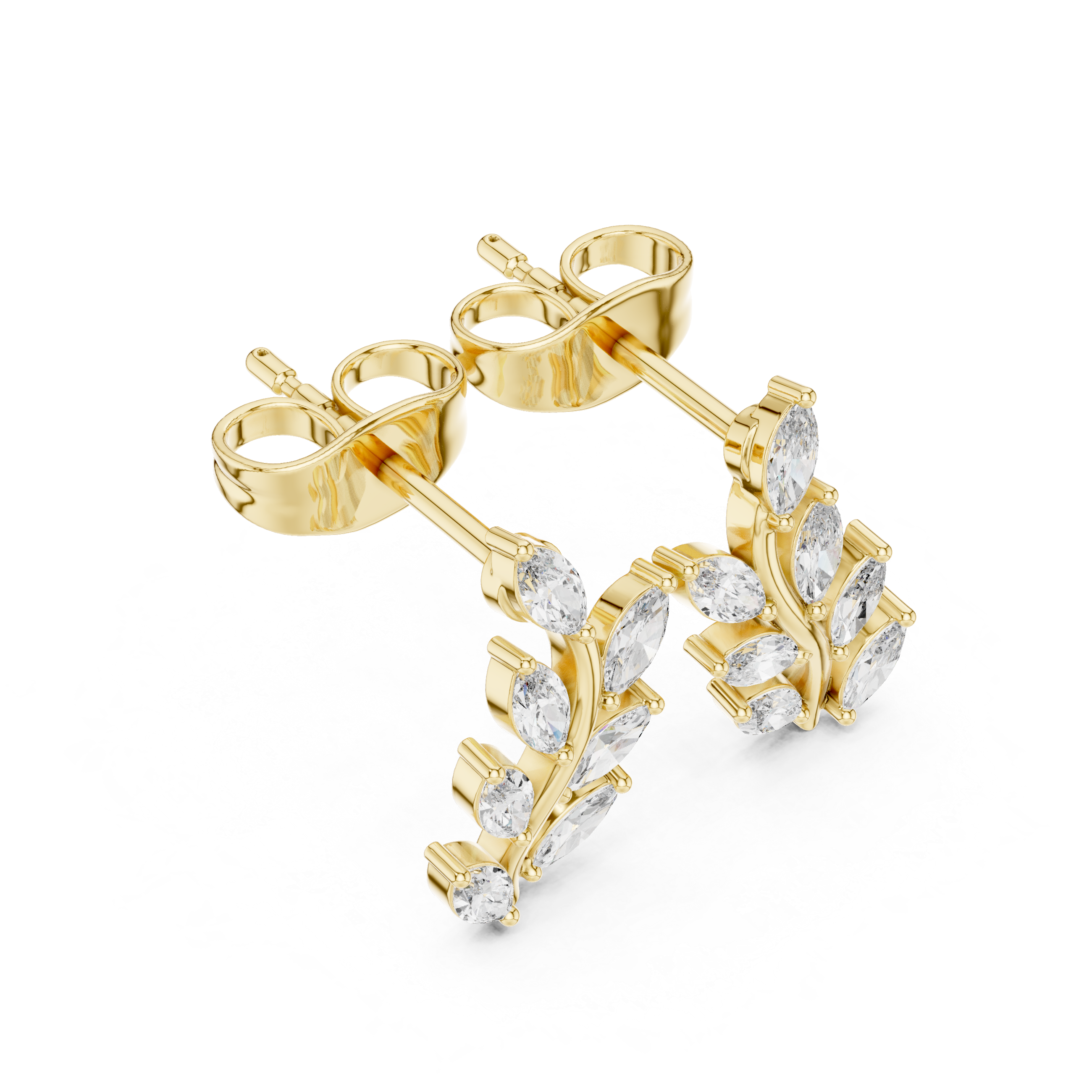 Asscher Cut Tiered Diamond Drop Earrings in Yellow Gold - VYKA Diamonds