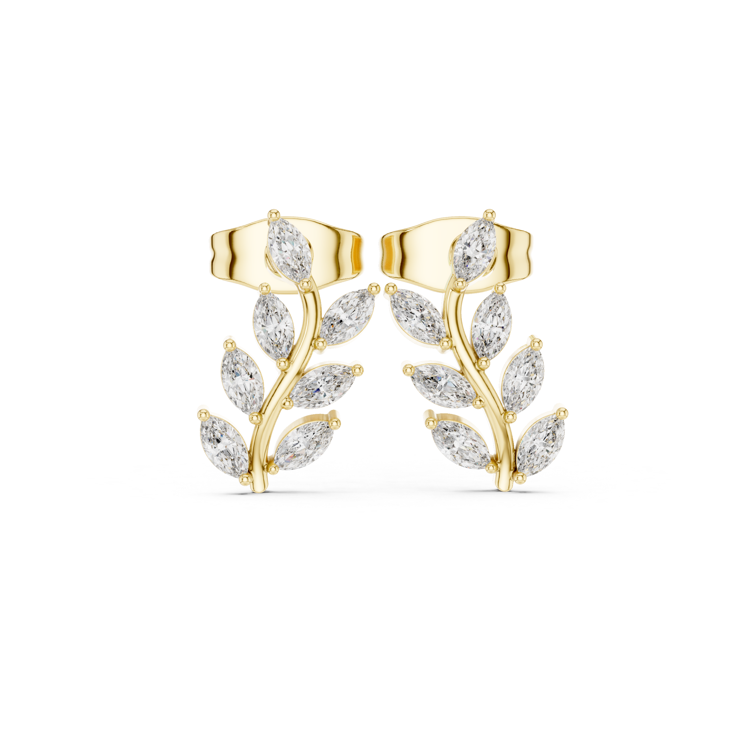 Asscher Cut Tiered Diamond Drop Earrings in Yellow Gold - VYKA Diamonds