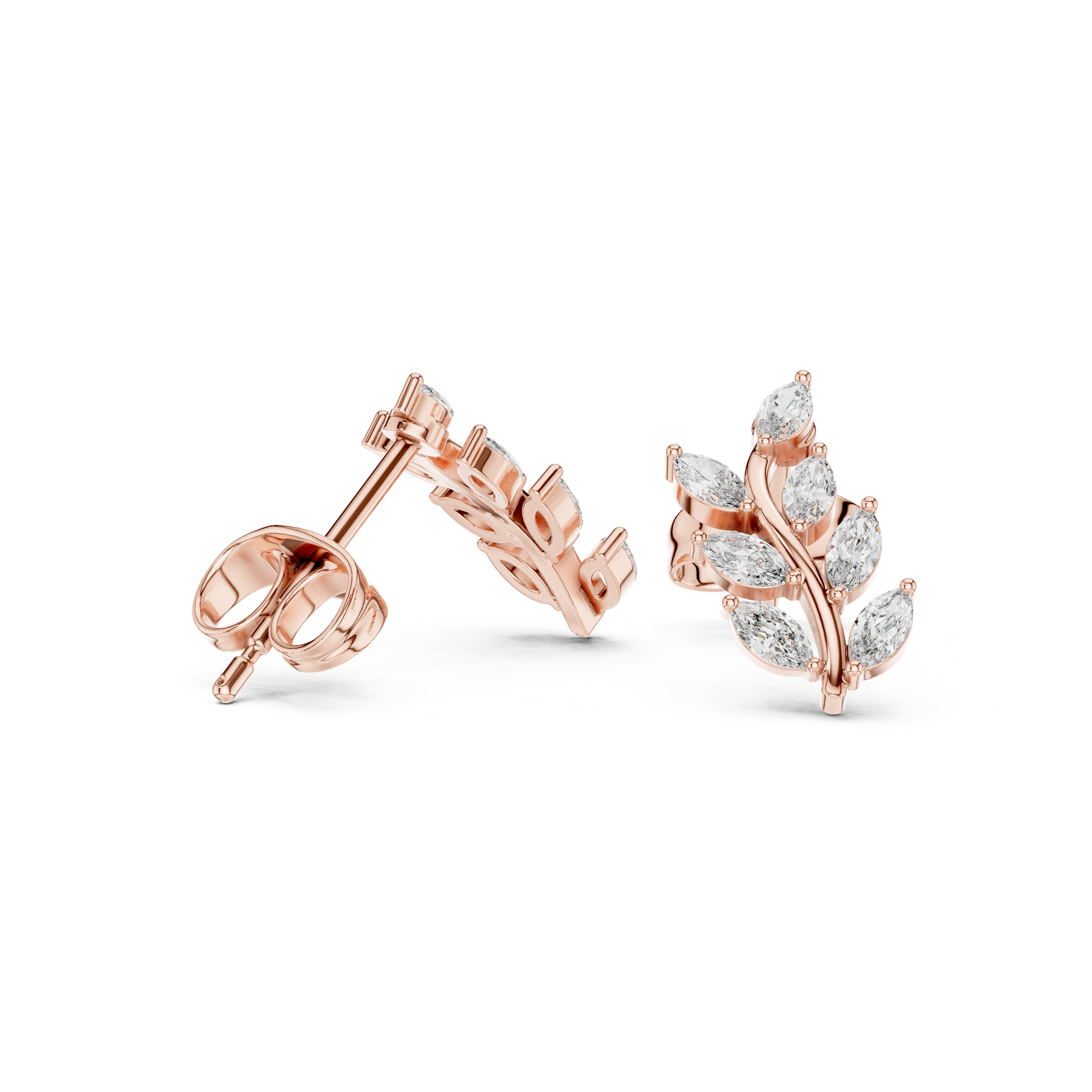 Asscher Cut Tiered Diamond Drop Earrings in Rose Gold - VYKA Diamonds