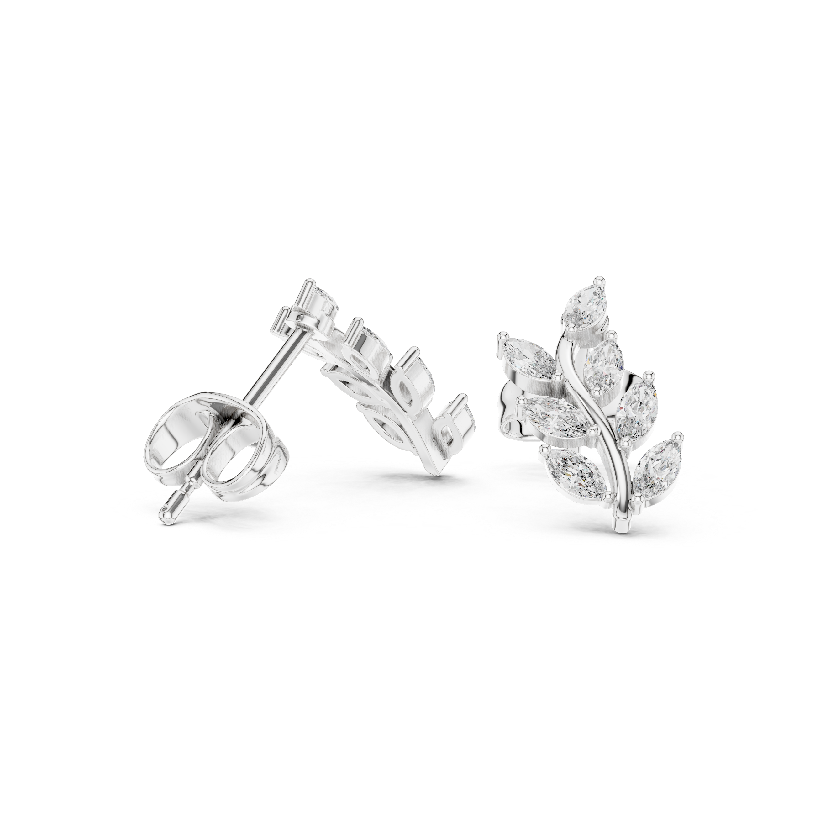 Asscher Cut Tiered Diamond Drop Earrings in White Gold - VYKA Diamonds