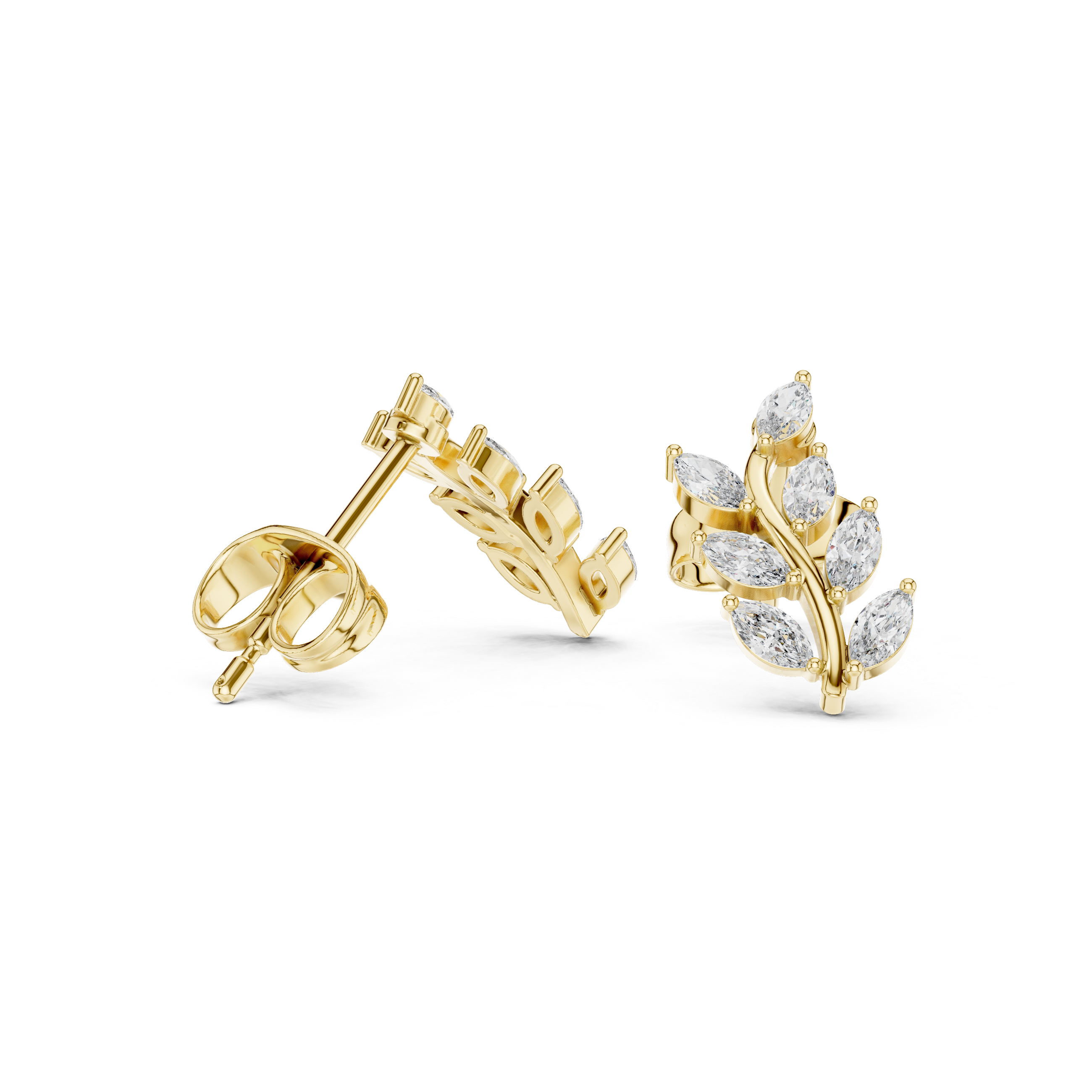Asscher Cut Tiered Diamond Drop Earrings in Yellow Gold - VYKA Diamonds