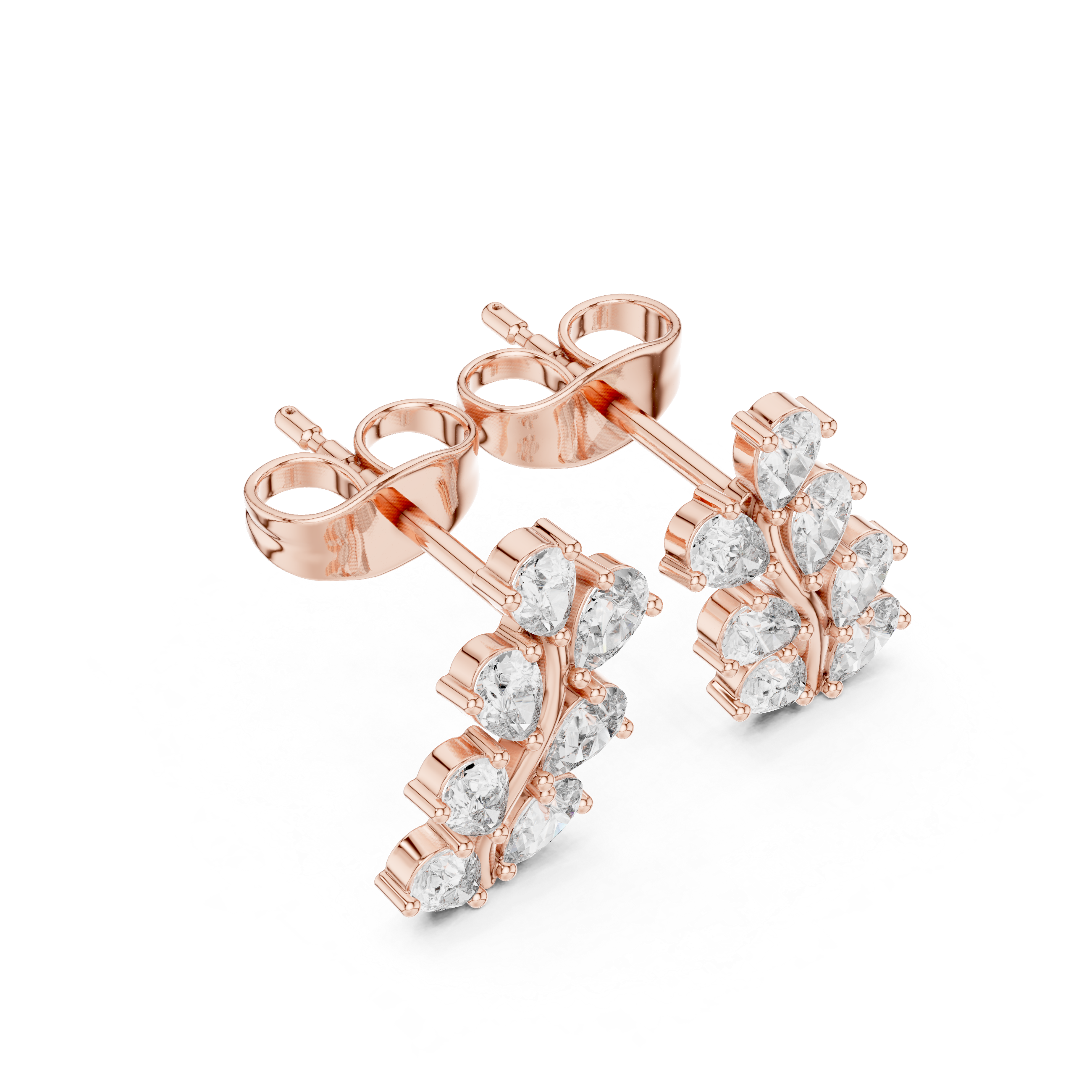 حلقان متدلية على شكل قطرات مرصعة بألماس بقصة ماركيز متدرجة in Rose Gold - VYKA Diamonds
