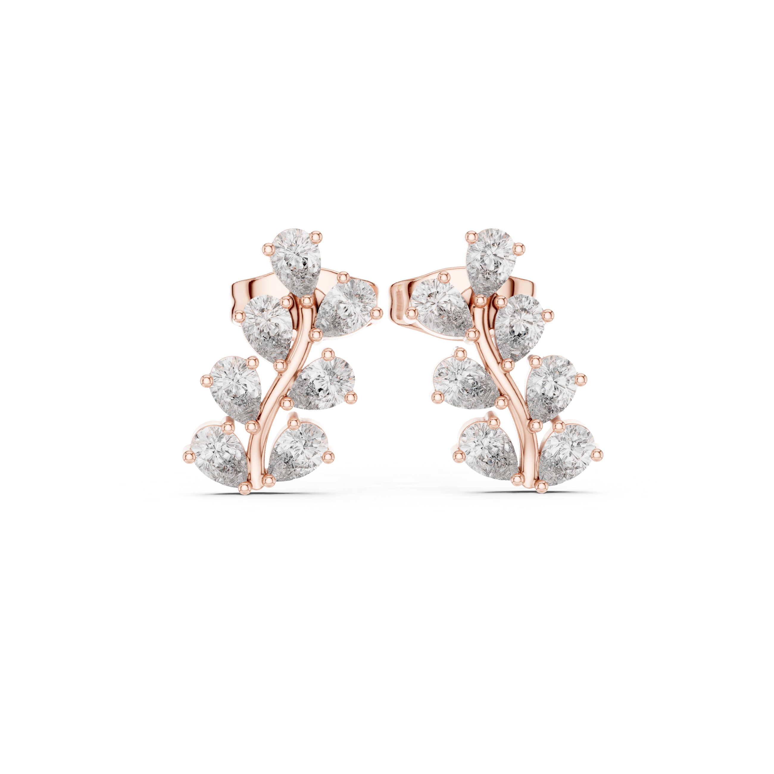 حلقان متدلية على شكل قطرات مرصعة بألماس بقصة ماركيز متدرجة in Rose Gold - VYKA Diamonds