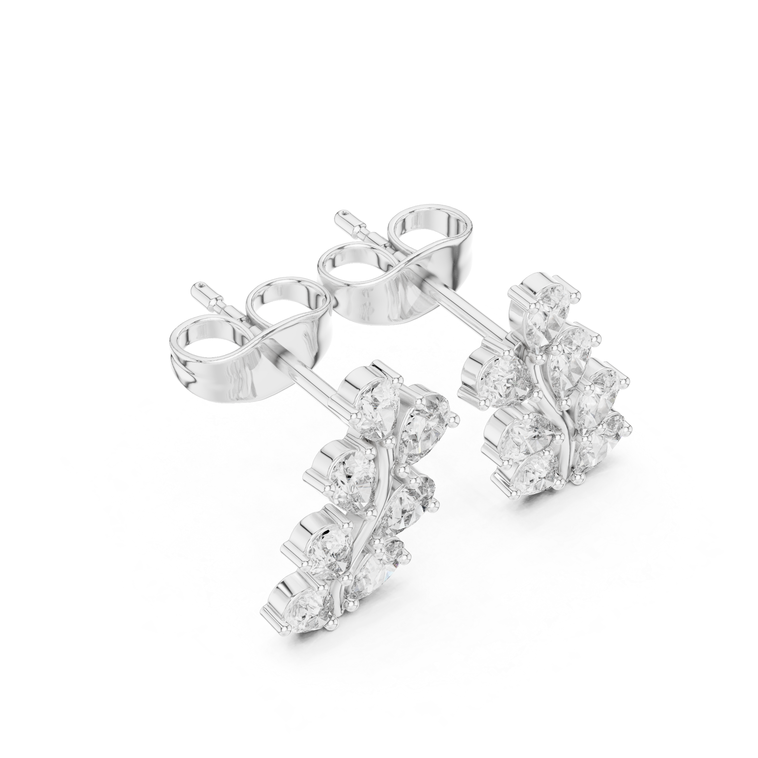 حلقان متدلية على شكل قطرات مرصعة بألماس بقصة ماركيز متدرجة in White Gold - VYKA Diamonds