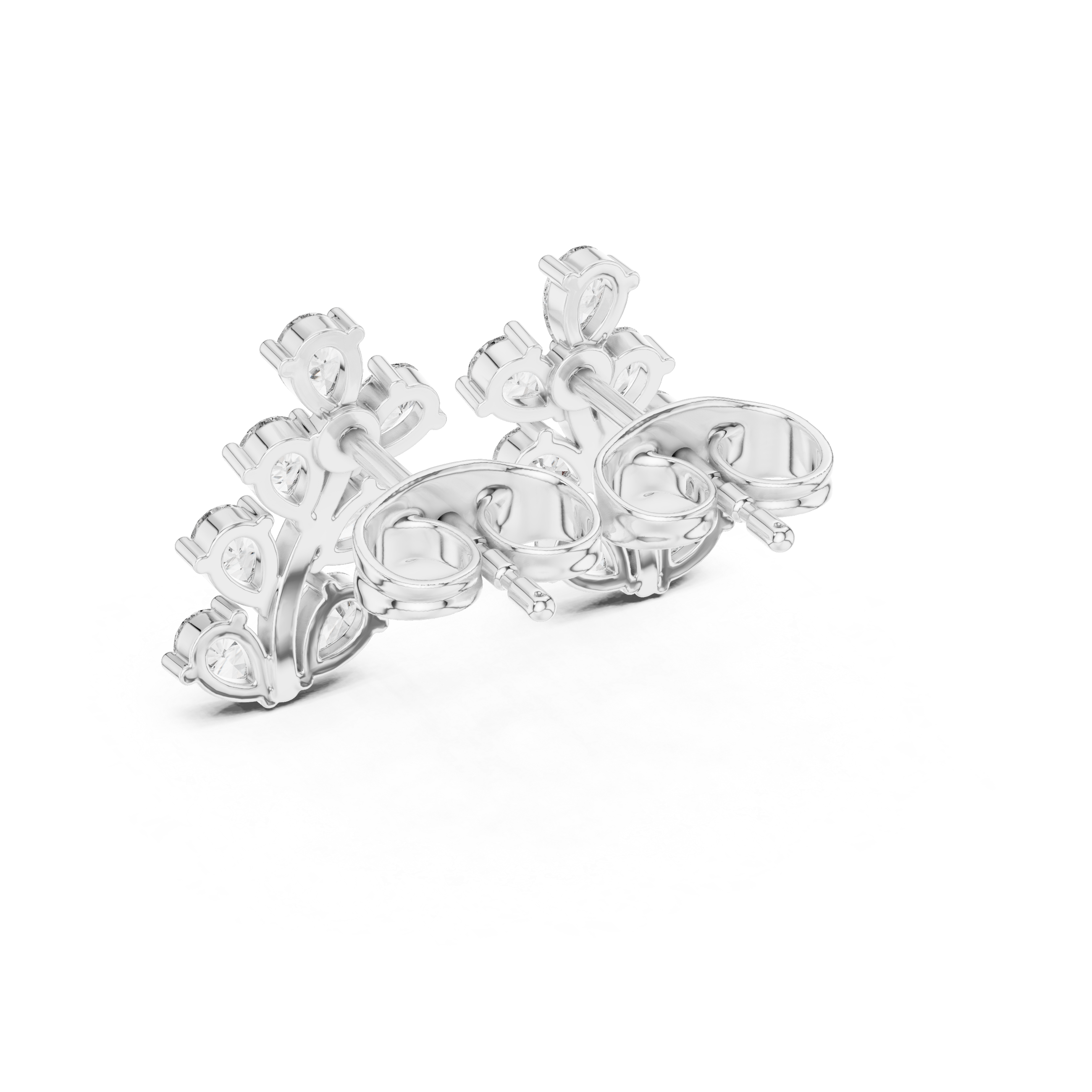 حلقان متدلية على شكل قطرات مرصعة بألماس بقصة ماركيز متدرجة in White Gold - VYKA Diamonds