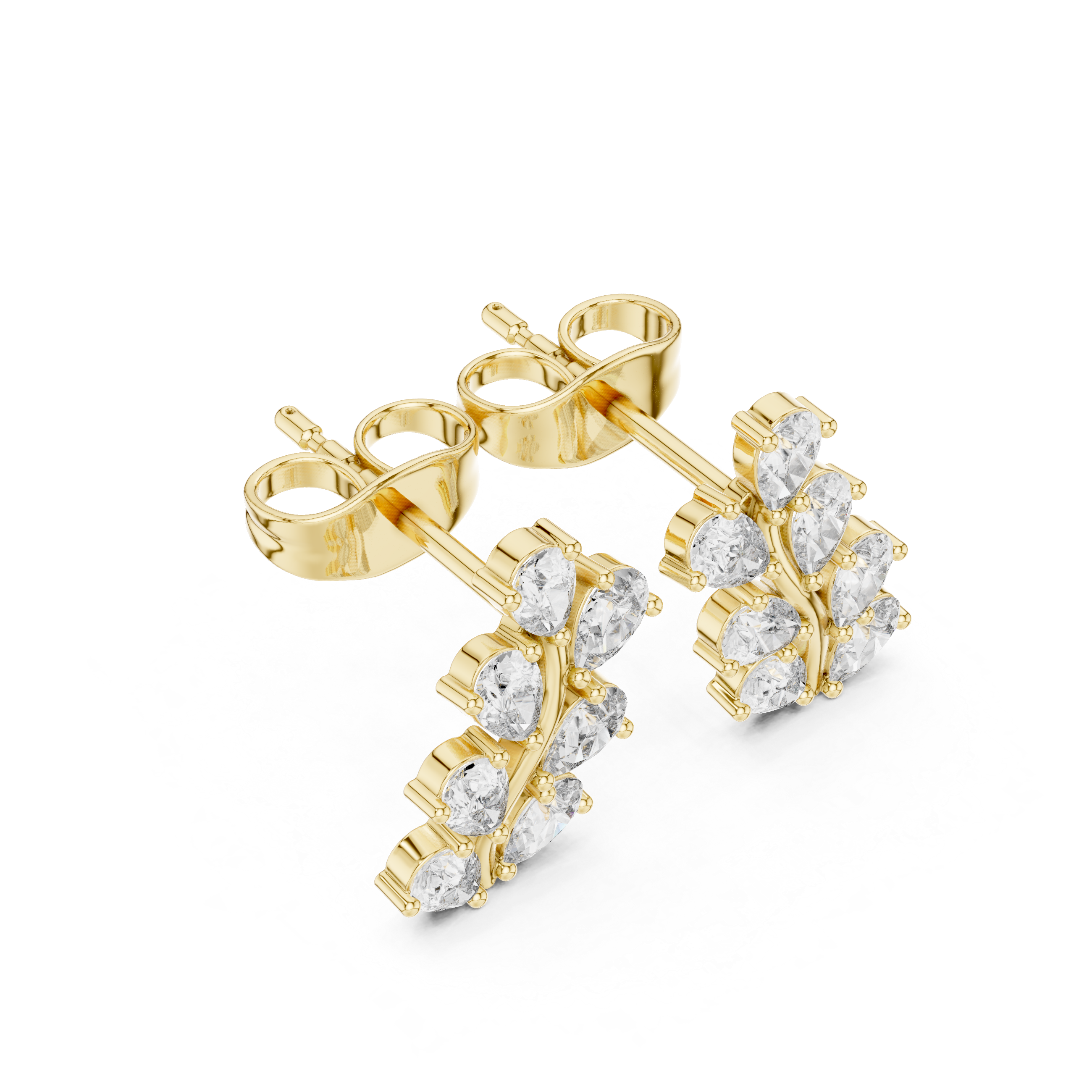 حلقان متدلية على شكل قطرات مرصعة بألماس بقصة ماركيز متدرجة in Yellow Gold - VYKA Diamonds