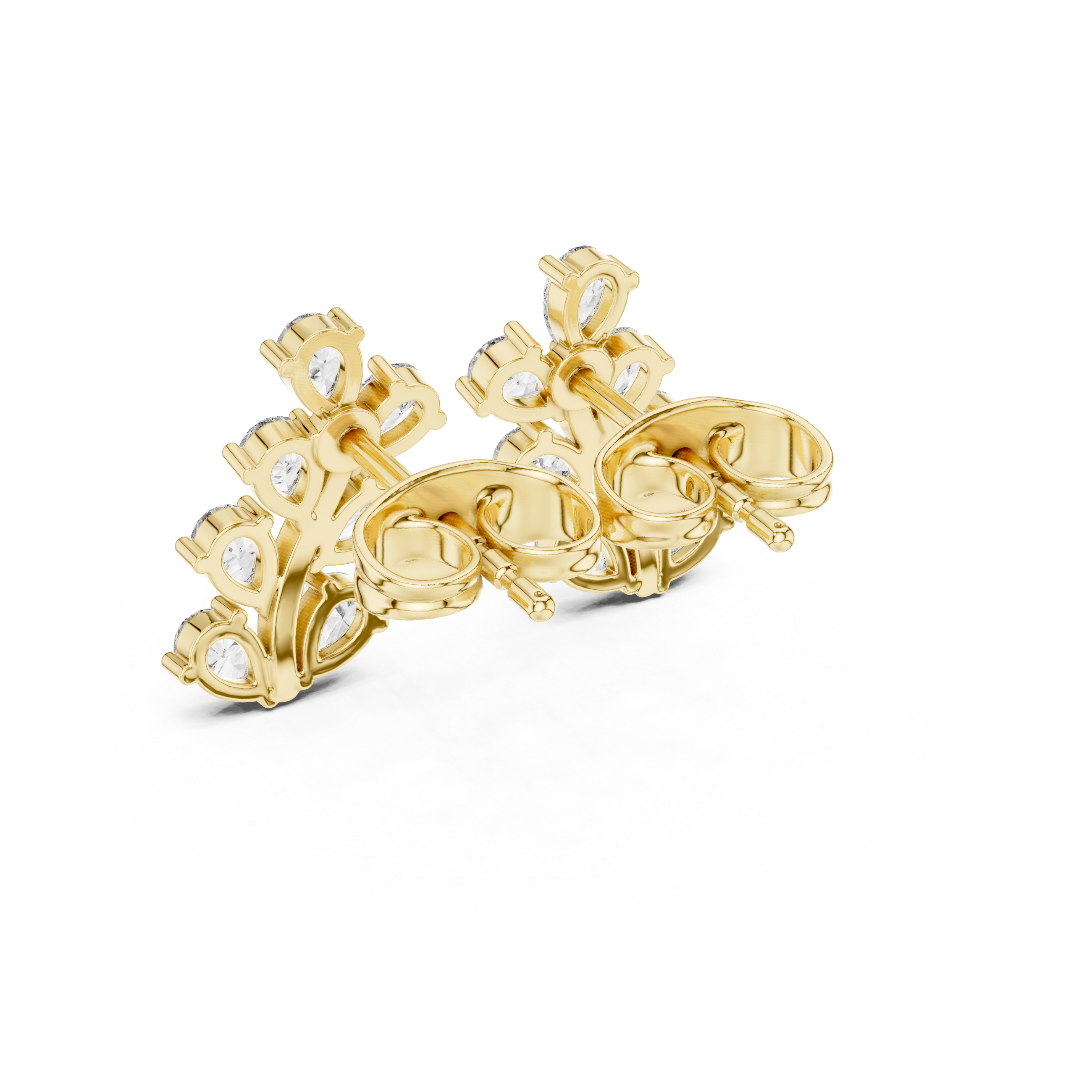 حلقان متدلية على شكل قطرات مرصعة بألماس بقصة ماركيز متدرجة in Yellow Gold - VYKA Diamonds