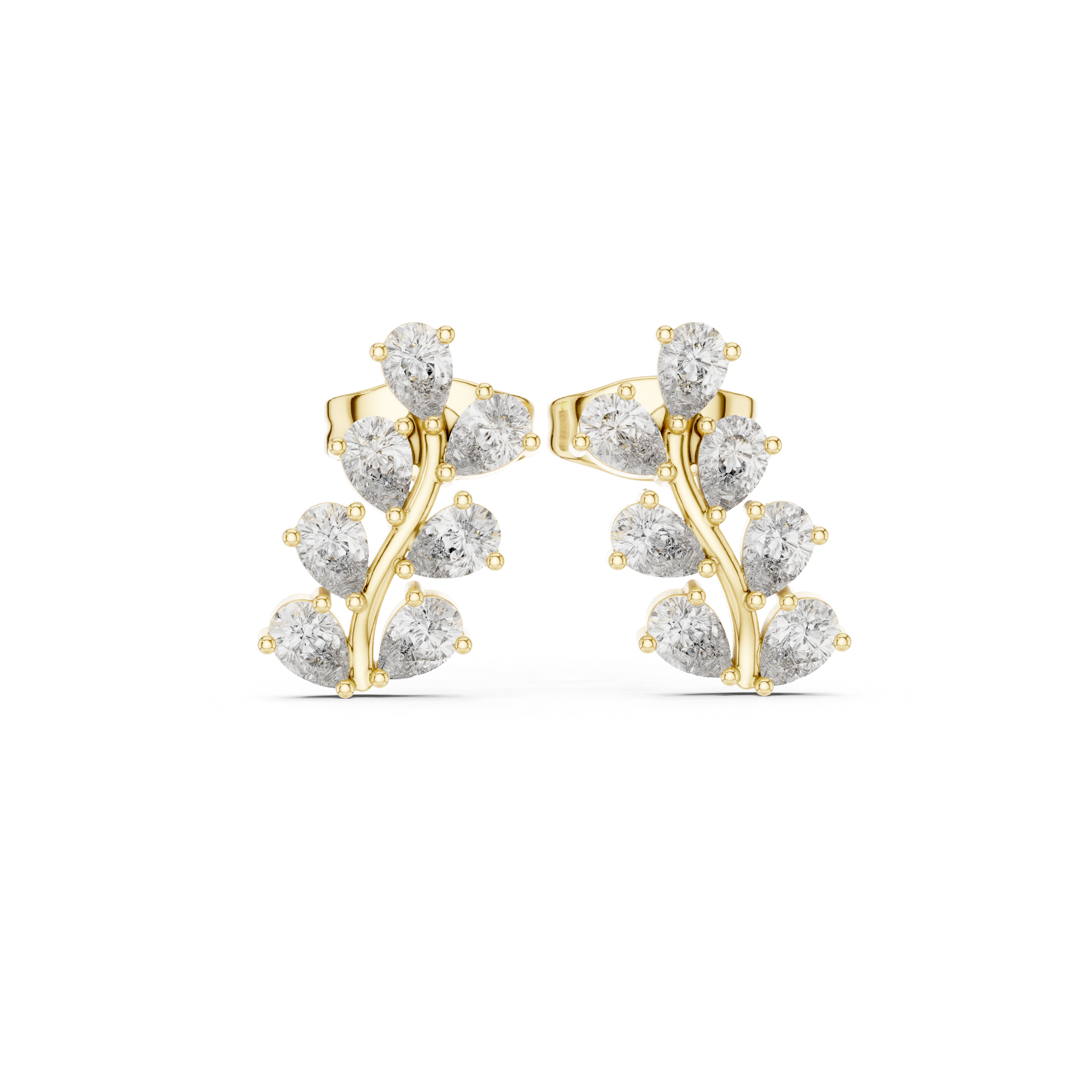 حلقان متدلية على شكل قطرات مرصعة بألماس بقصة ماركيز متدرجة in Yellow Gold - VYKA Diamonds