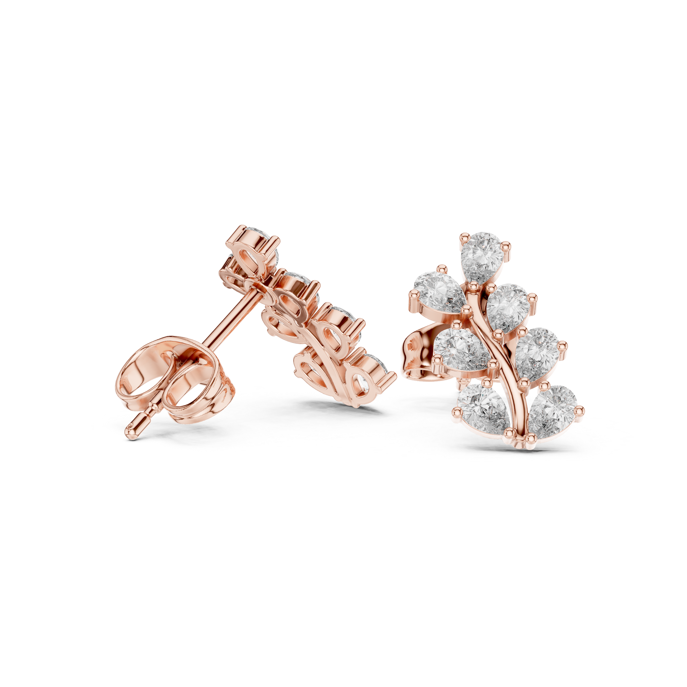 حلقان متدلية على شكل قطرات مرصعة بألماس بقصة ماركيز متدرجة in Rose Gold - VYKA Diamonds