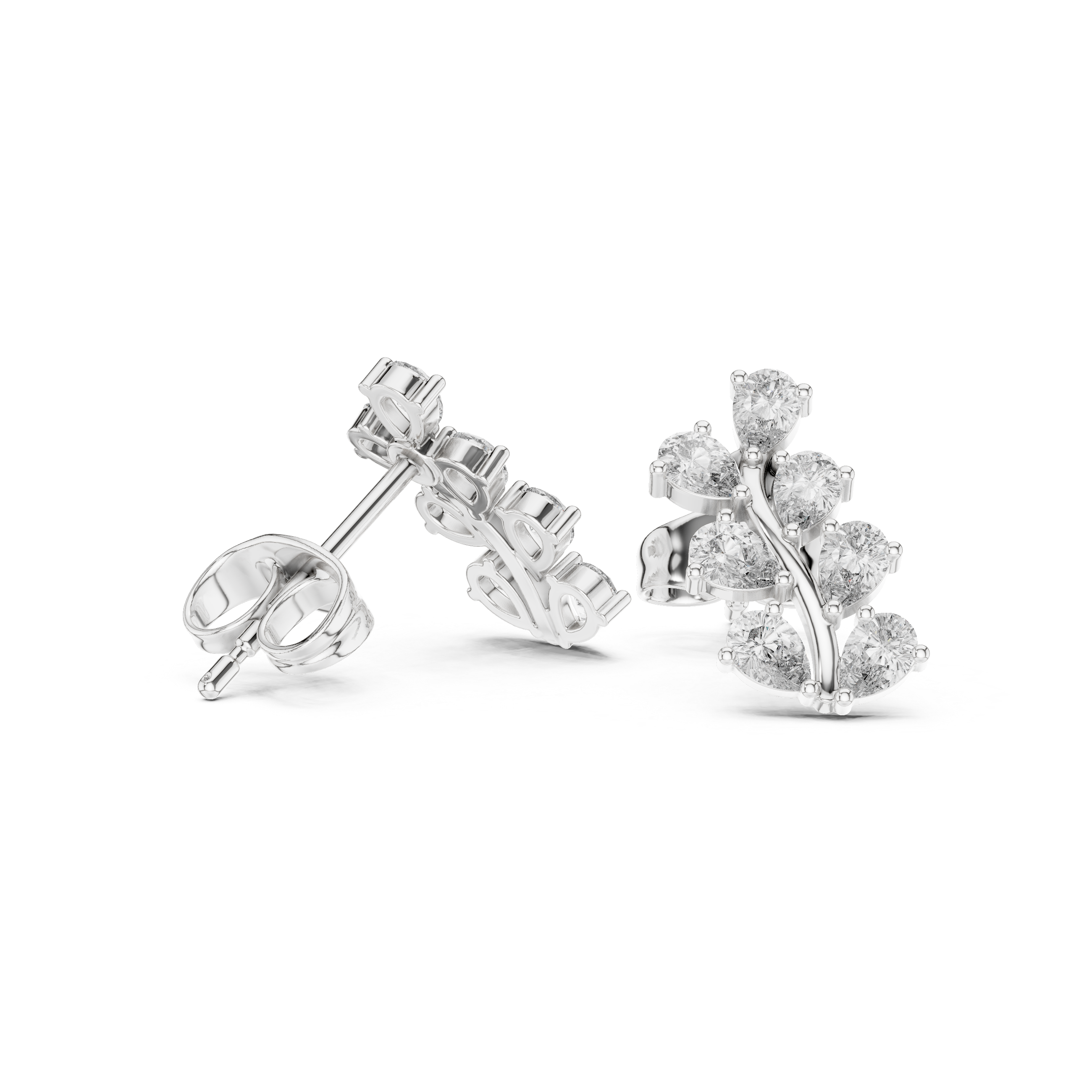 حلقان متدلية على شكل قطرات مرصعة بألماس بقصة ماركيز متدرجة in White Gold - VYKA Diamonds