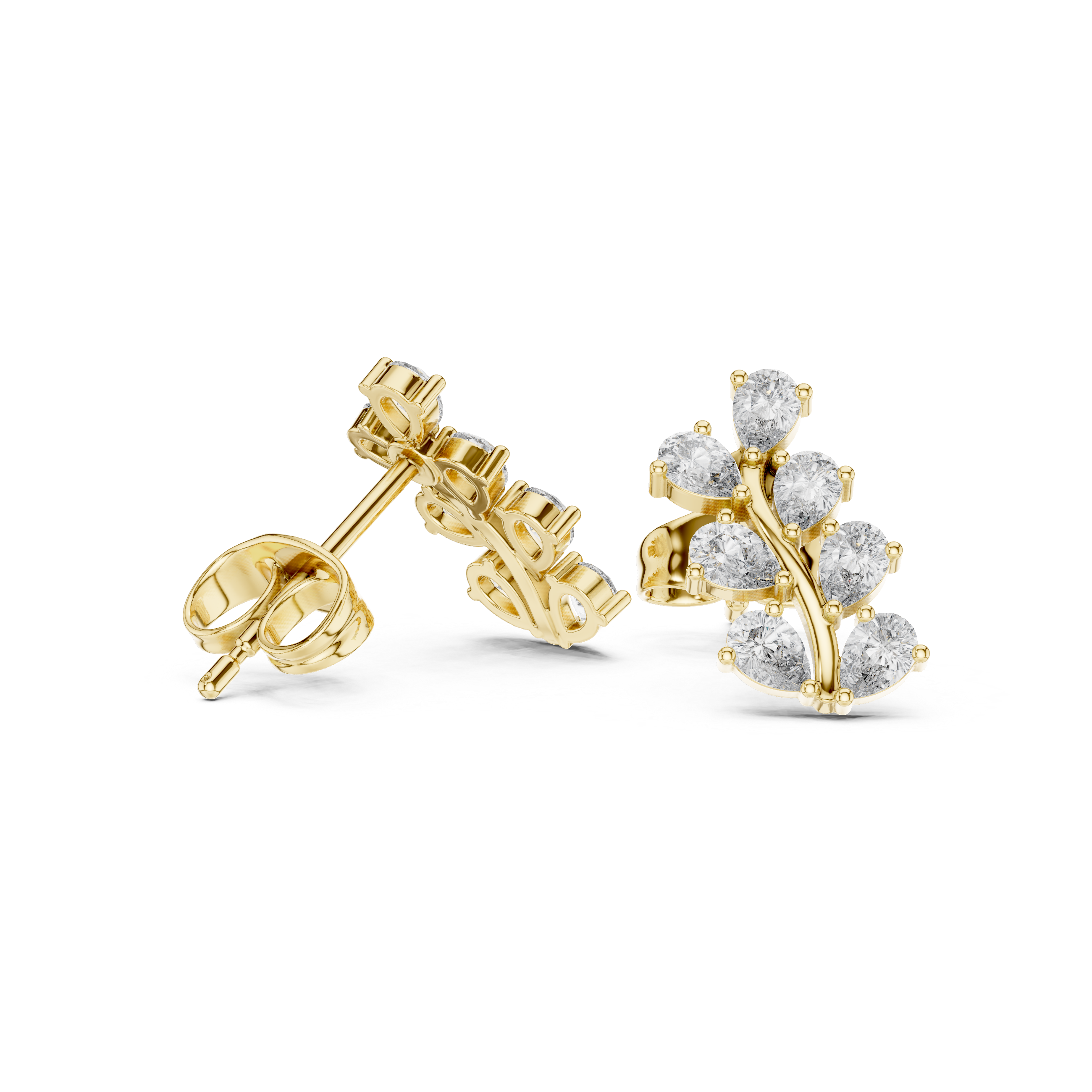 حلقان متدلية على شكل قطرات مرصعة بألماس بقصة ماركيز متدرجة in Yellow Gold - VYKA Diamonds