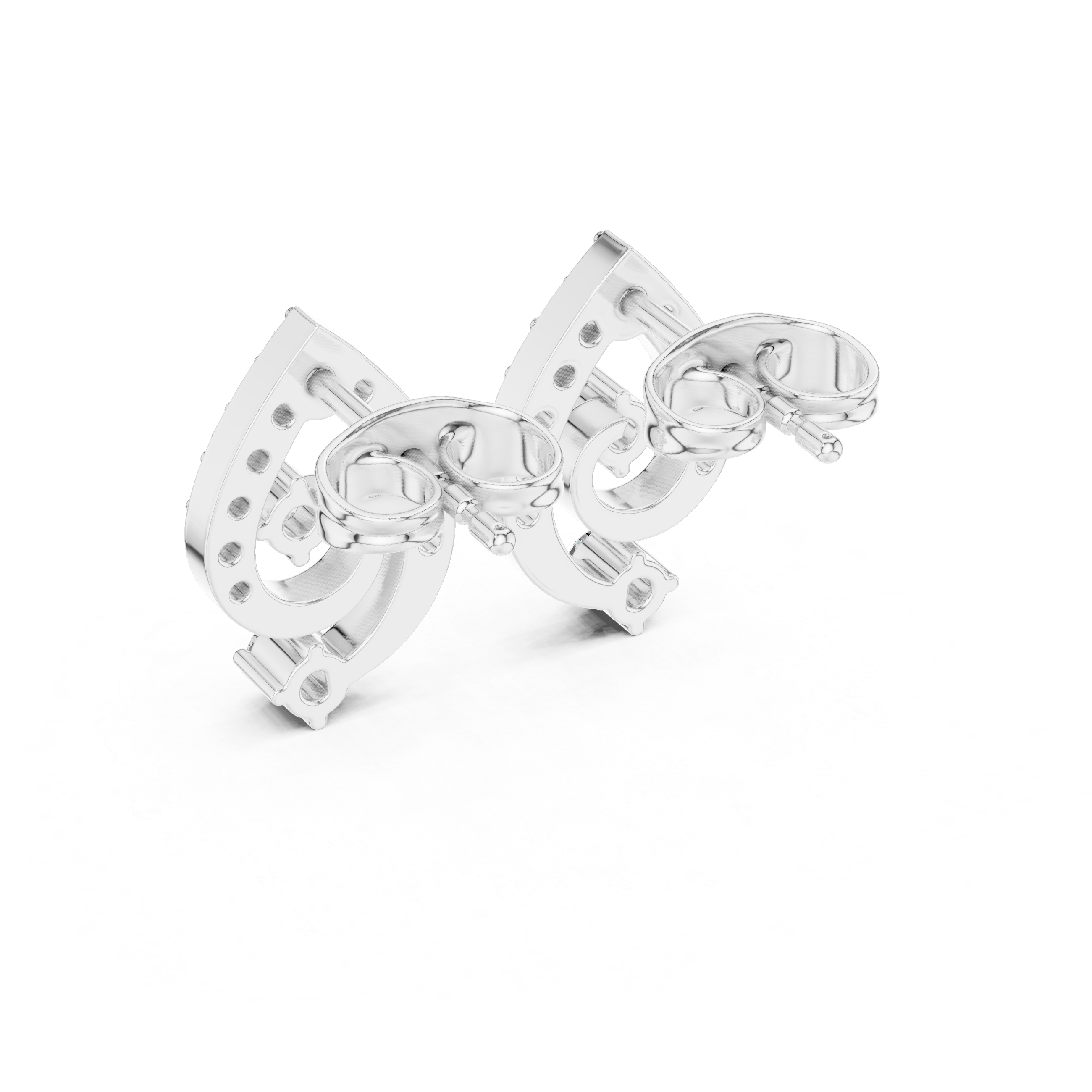 Pear Linear Chain Diamond Stud Earrings in White Gold - VYKA Diamonds