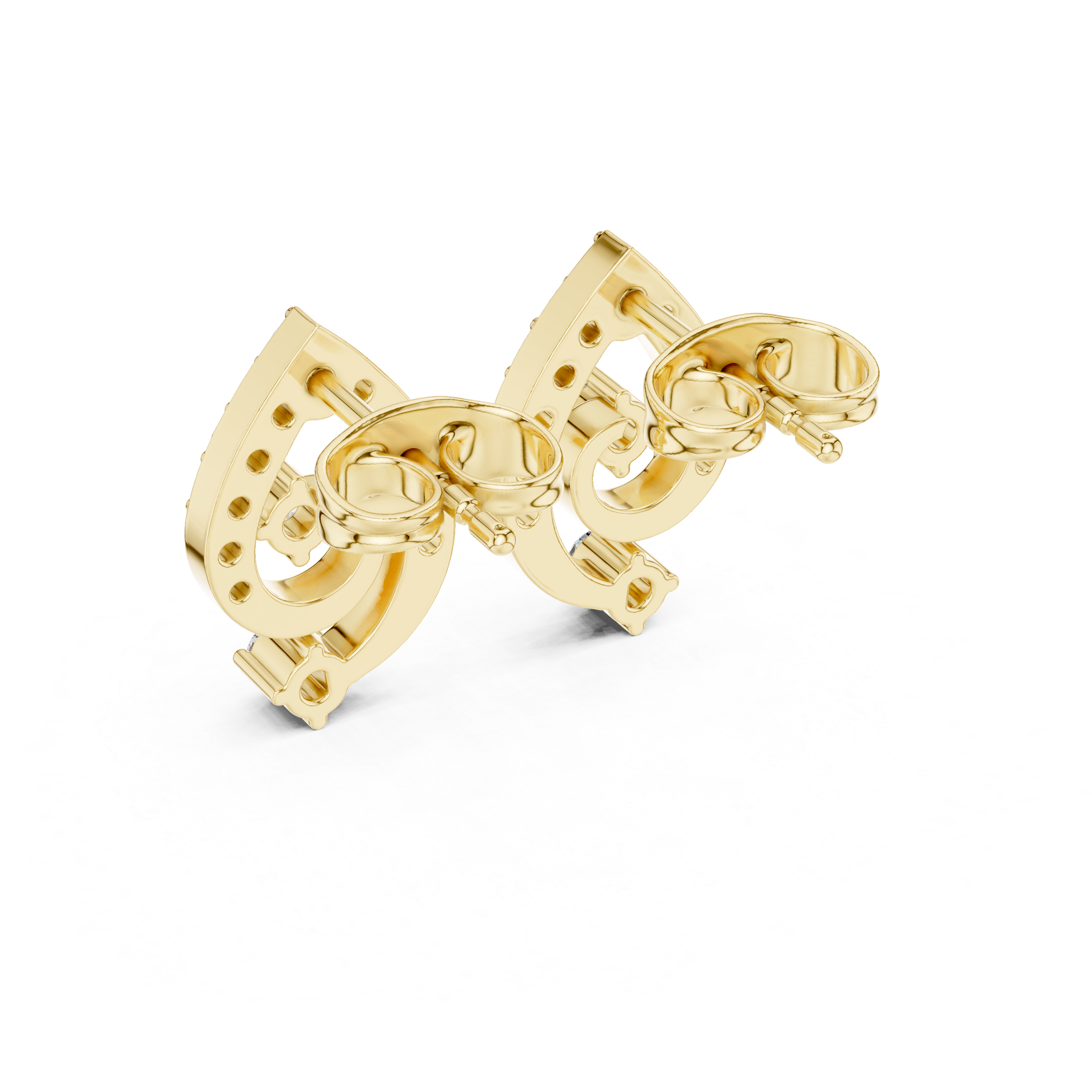 Pear Linear Chain Diamond Stud Earrings in Yellow Gold - VYKA Diamonds