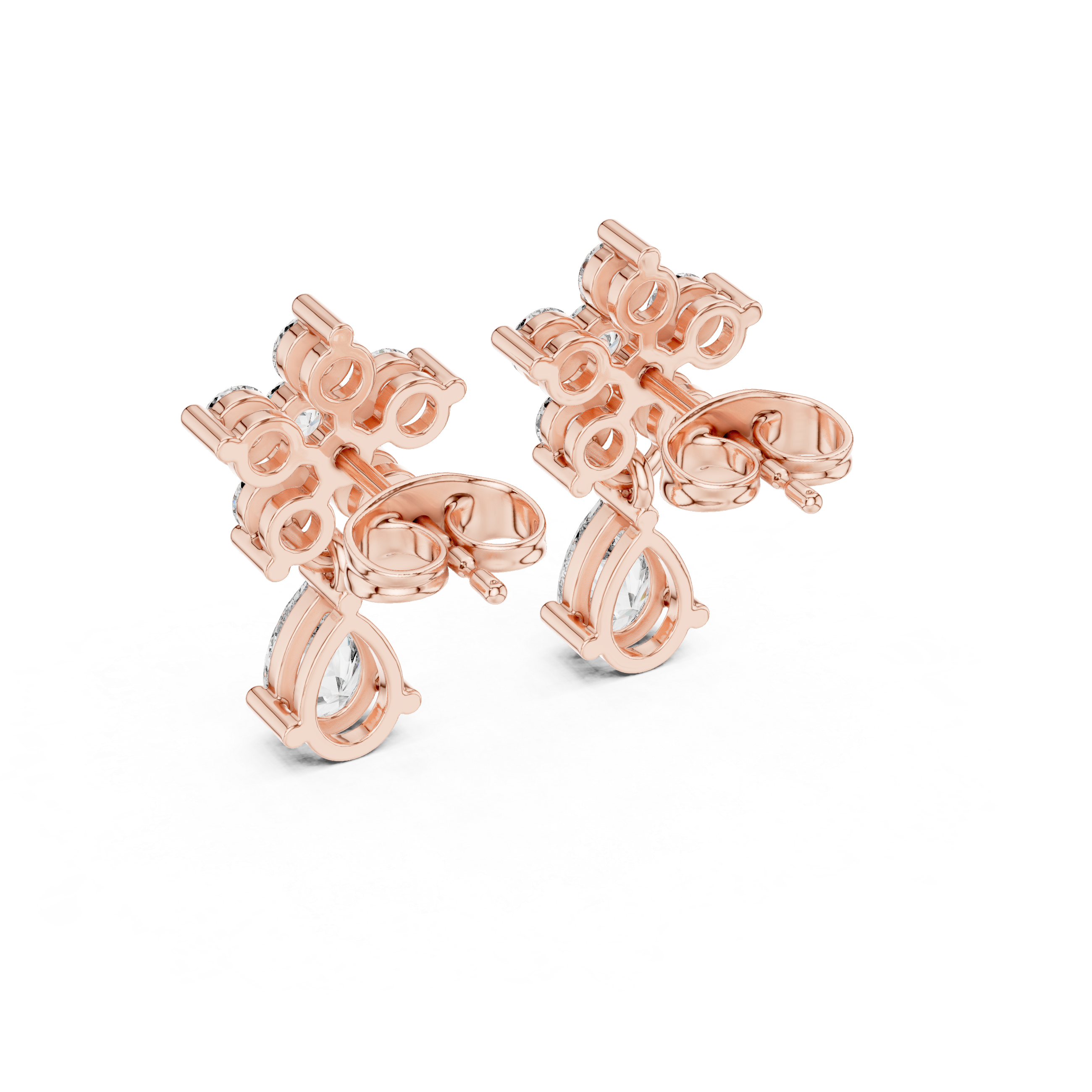 Bezel Cascade Diamond Drop Earrings in Rose Gold - VYKA Diamonds