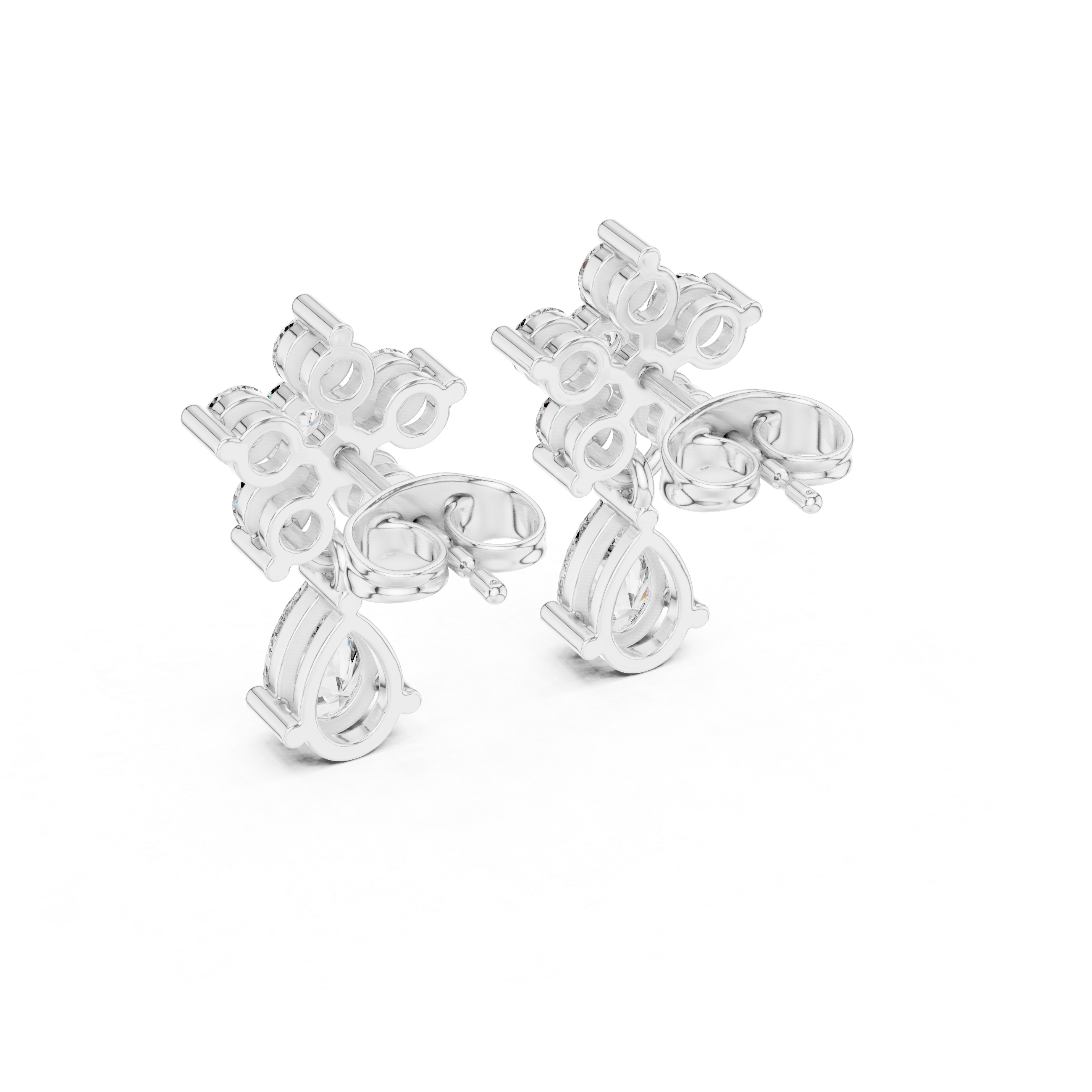 Bezel Cascade Diamond Drop Earrings in White Gold - VYKA Diamonds