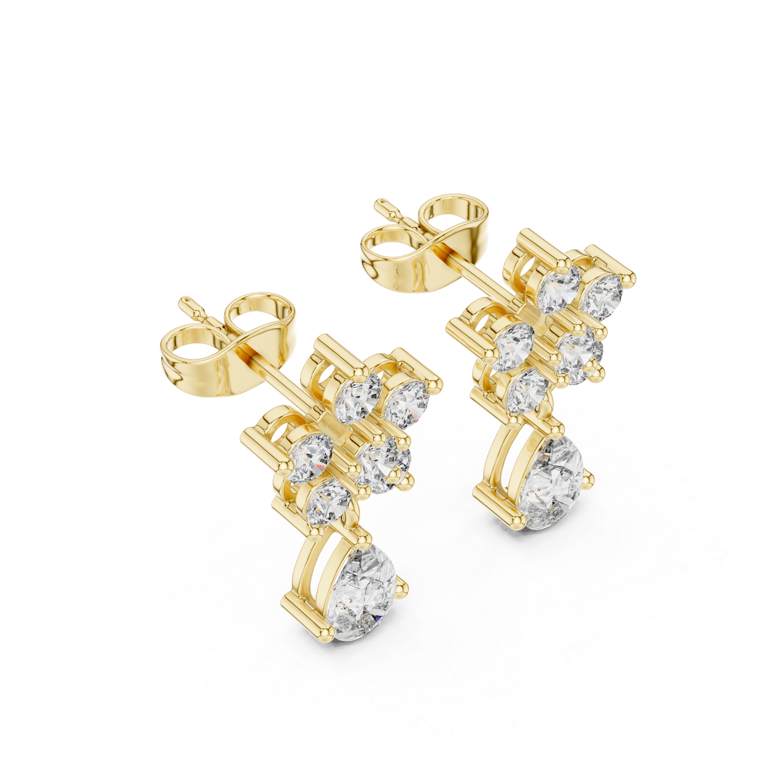 Bezel Cascade Diamond Drop Earrings in Yellow Gold - VYKA Diamonds