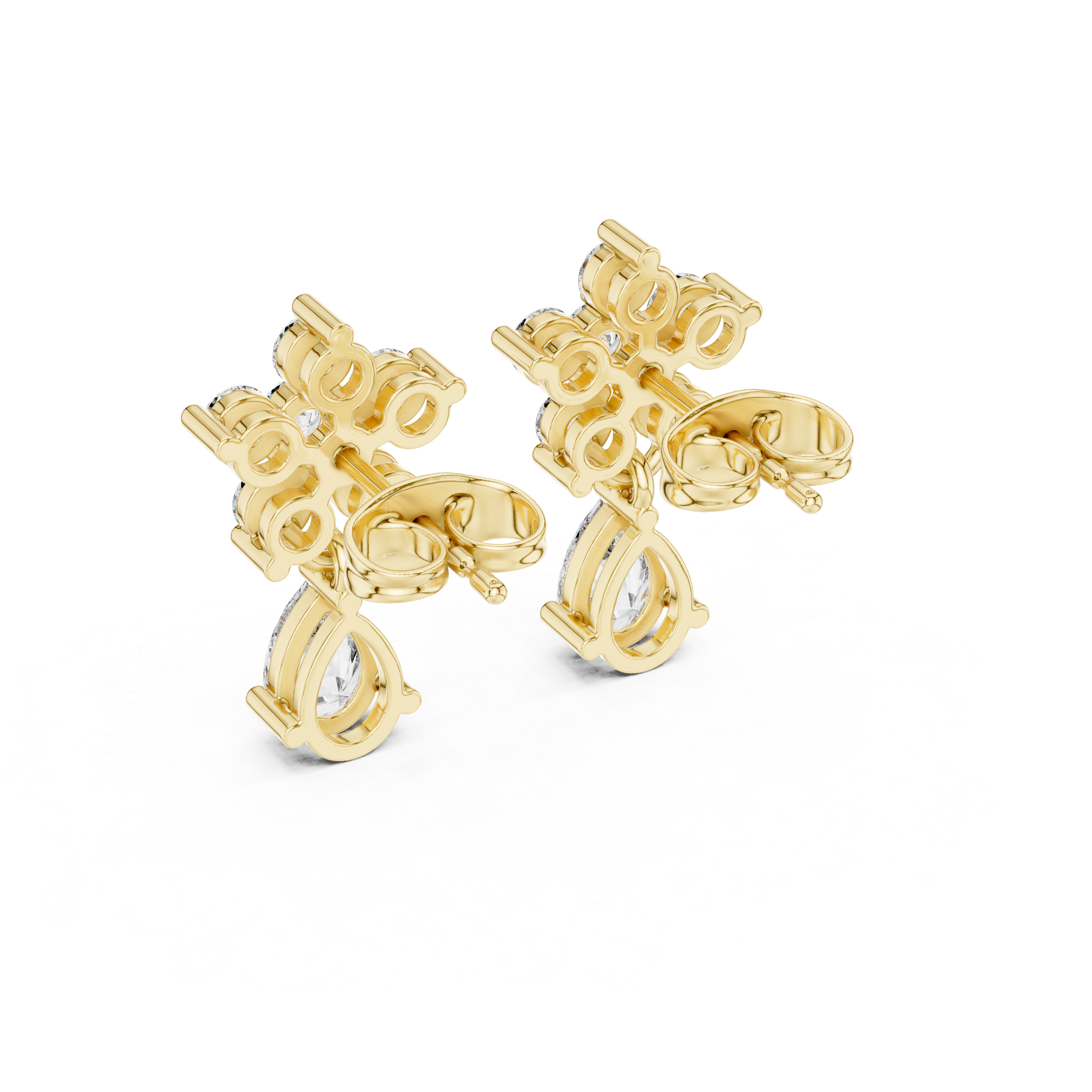 Bezel Cascade Diamond Drop Earrings in Yellow Gold - VYKA Diamonds