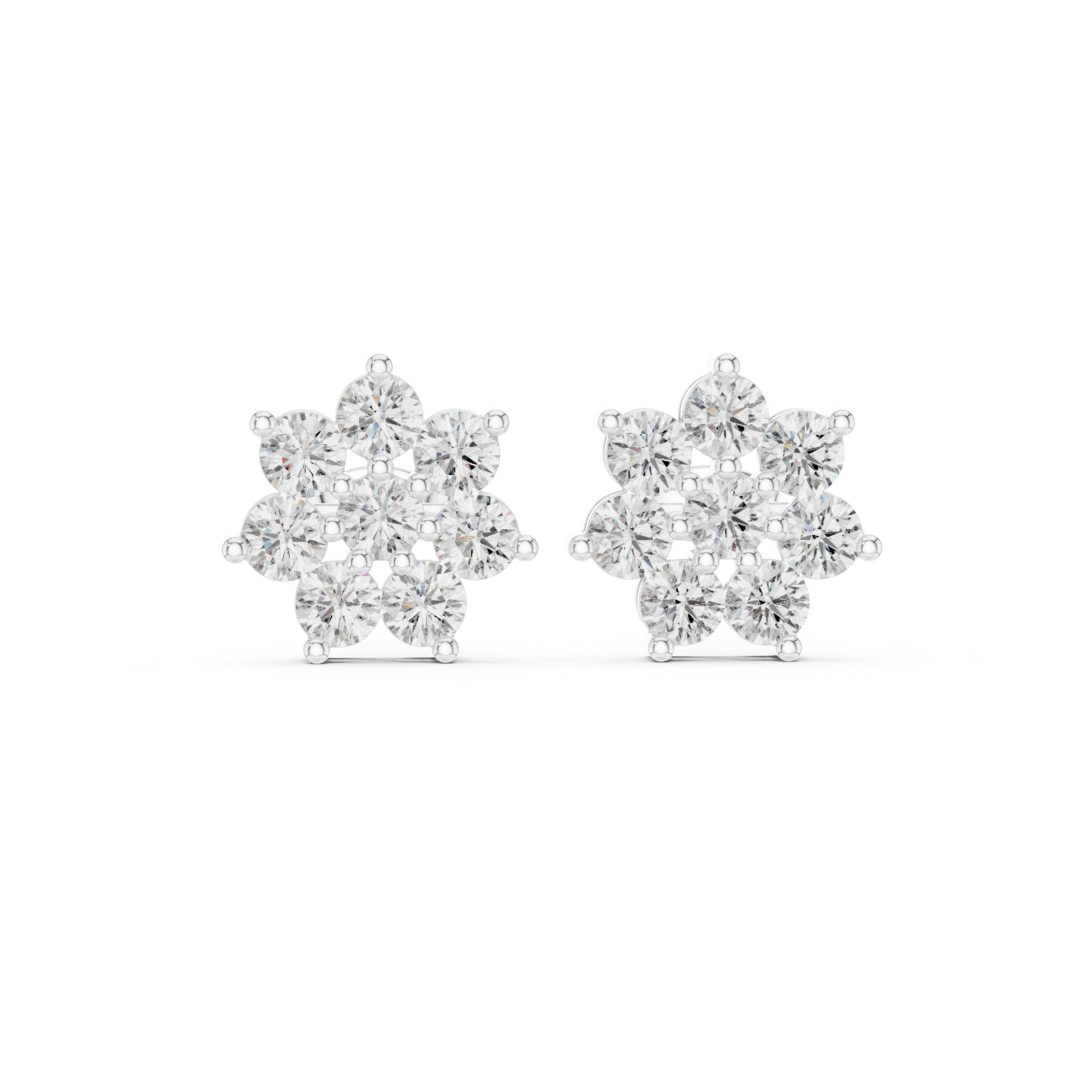 Oval Bezel Cascade Diamond Stud Earrings in White Gold - VYKA Diamonds