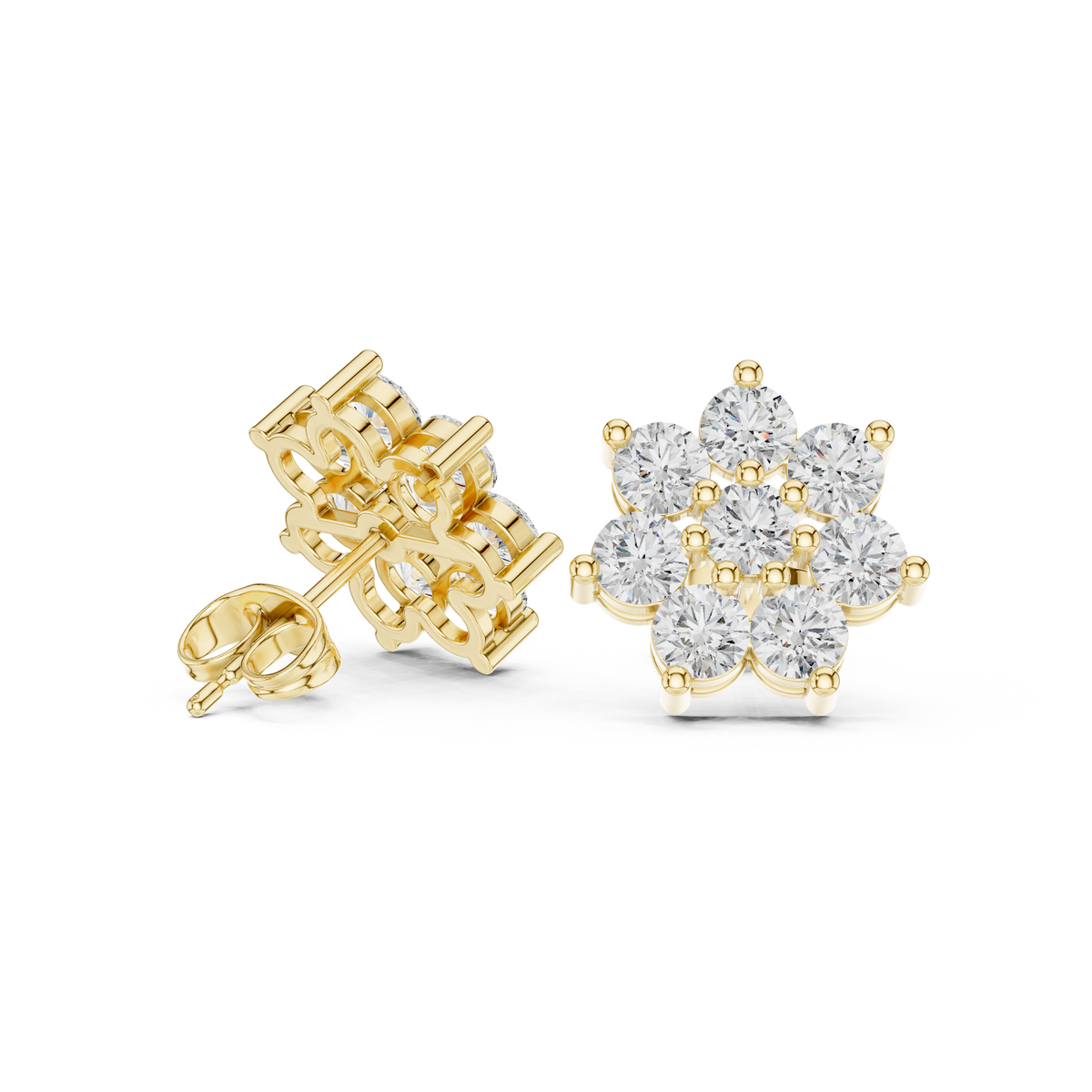Oval Bezel Cascade Diamond Stud Earrings