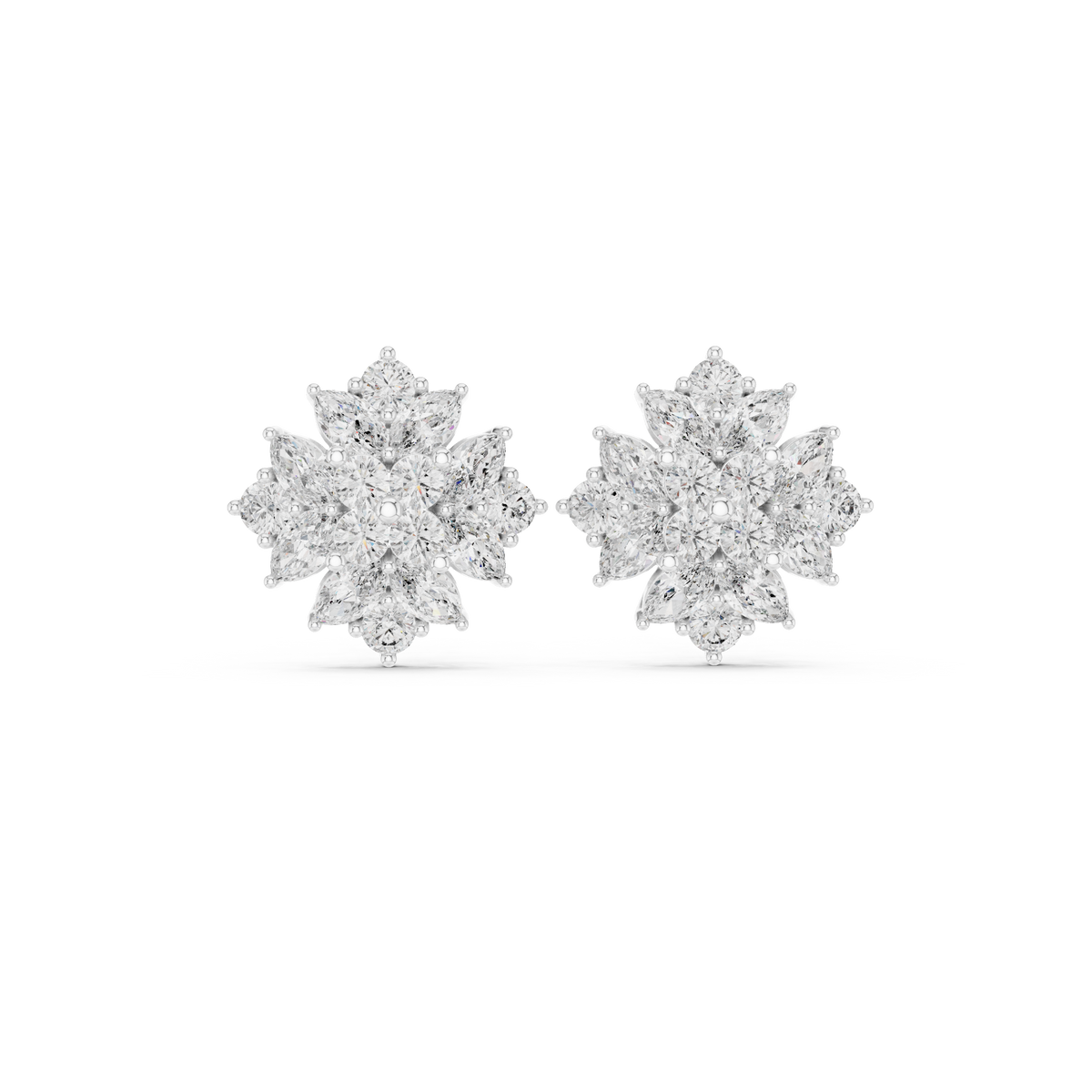 Round Bezel Chain Diamond Stud Earrings