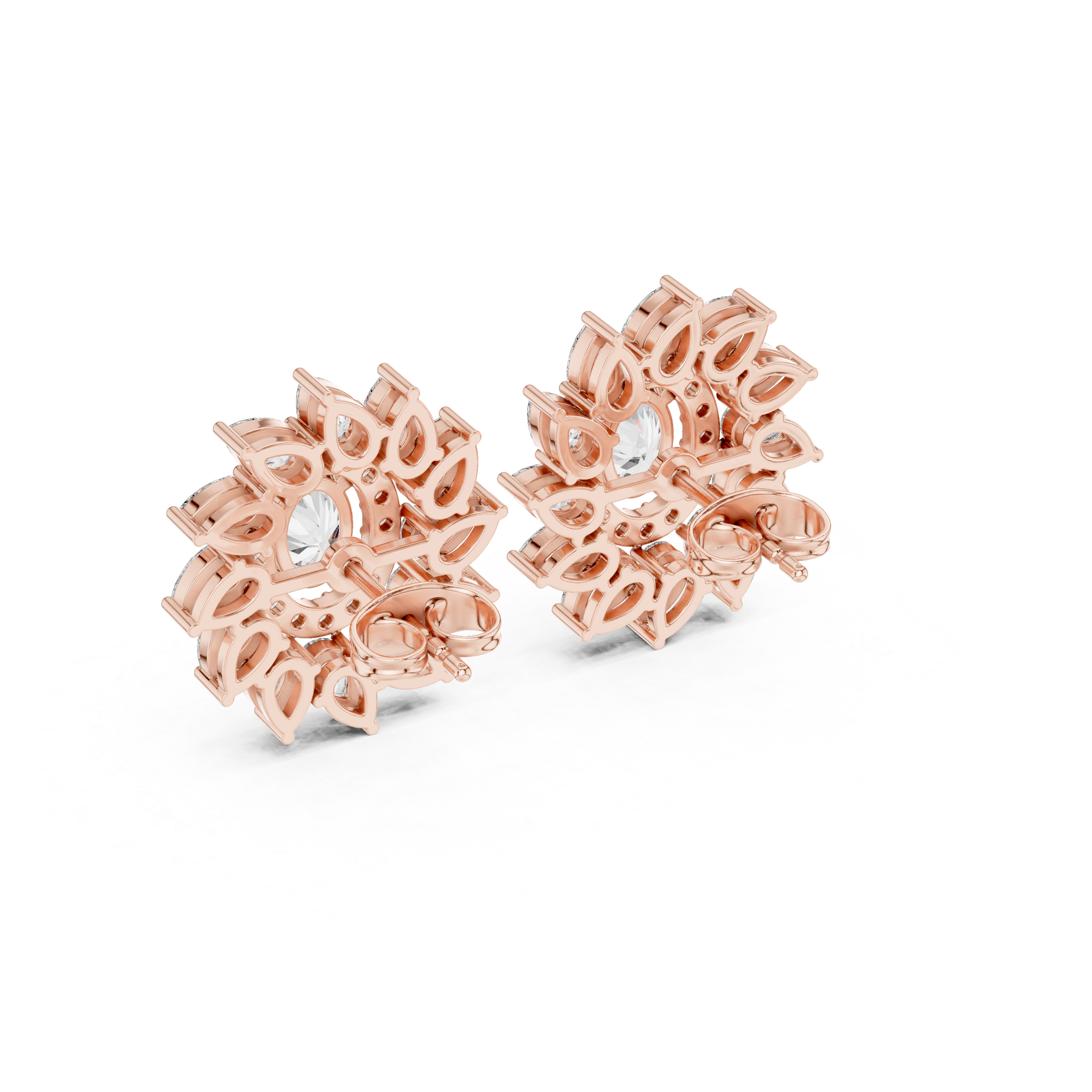 Marquise Tiered Diamond Dangle Earrings in Rose Gold - VYKA Diamonds