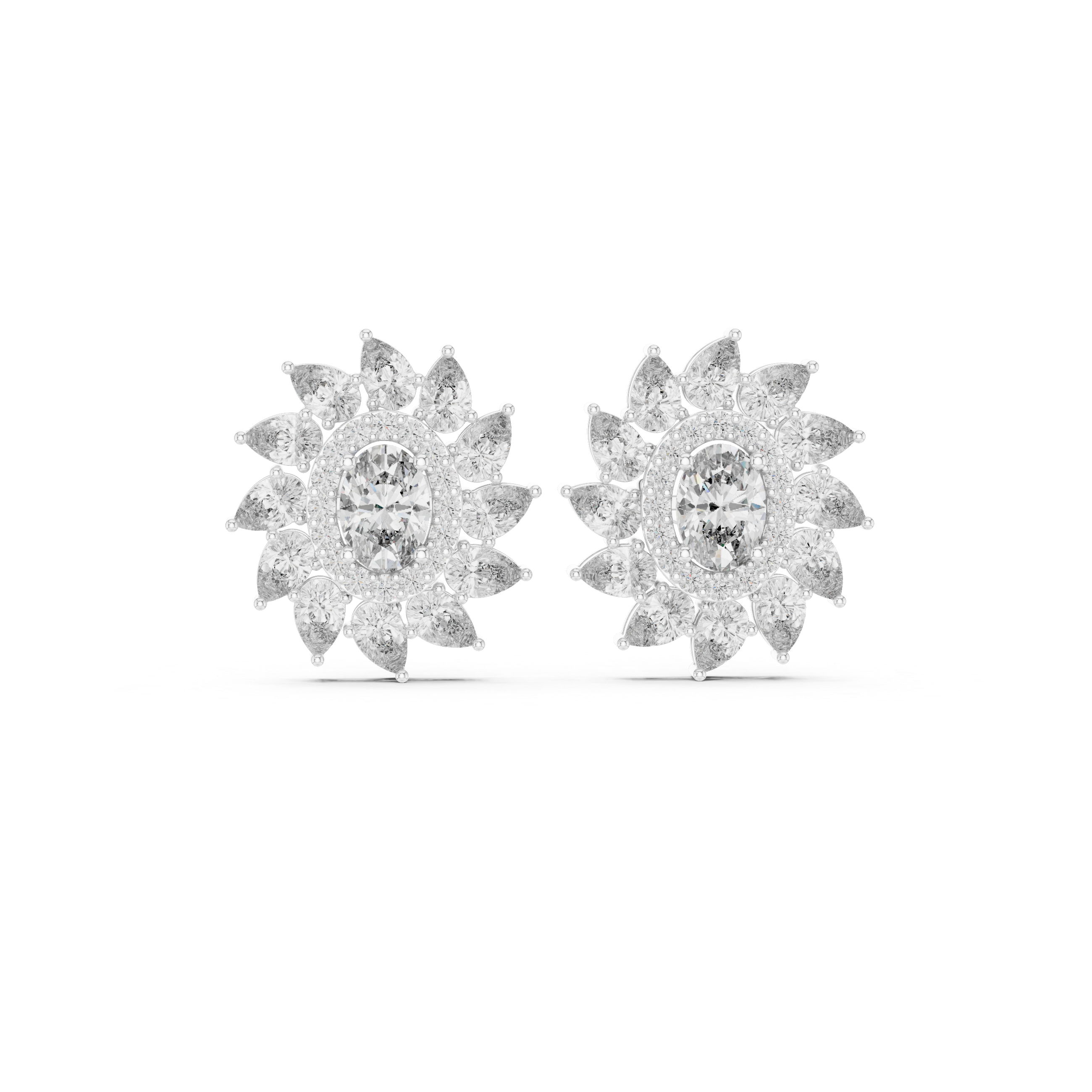 Marquise Tiered Diamond Dangle Earrings in White Gold - VYKA Diamonds