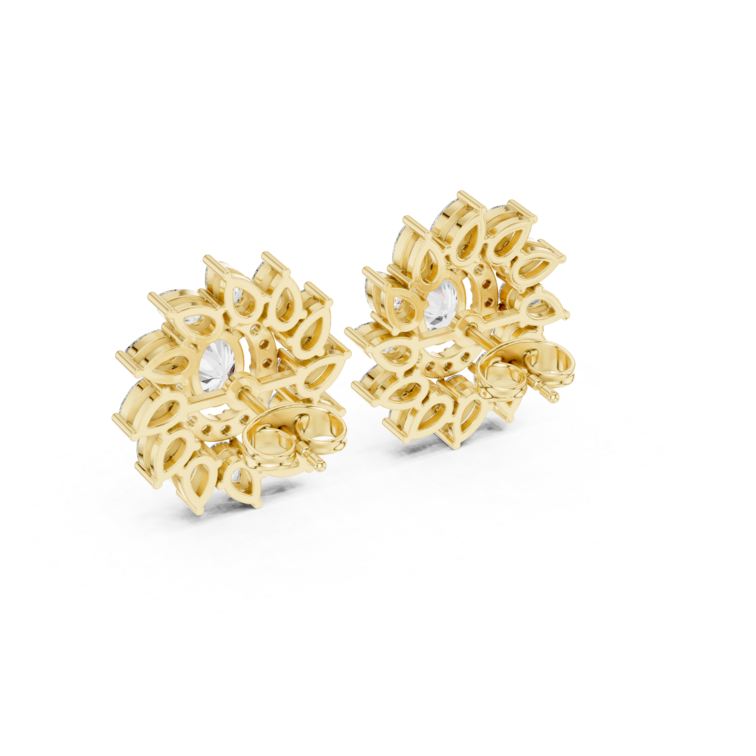 Marquise Tiered Diamond Dangle Earrings in Yellow Gold - VYKA Diamonds