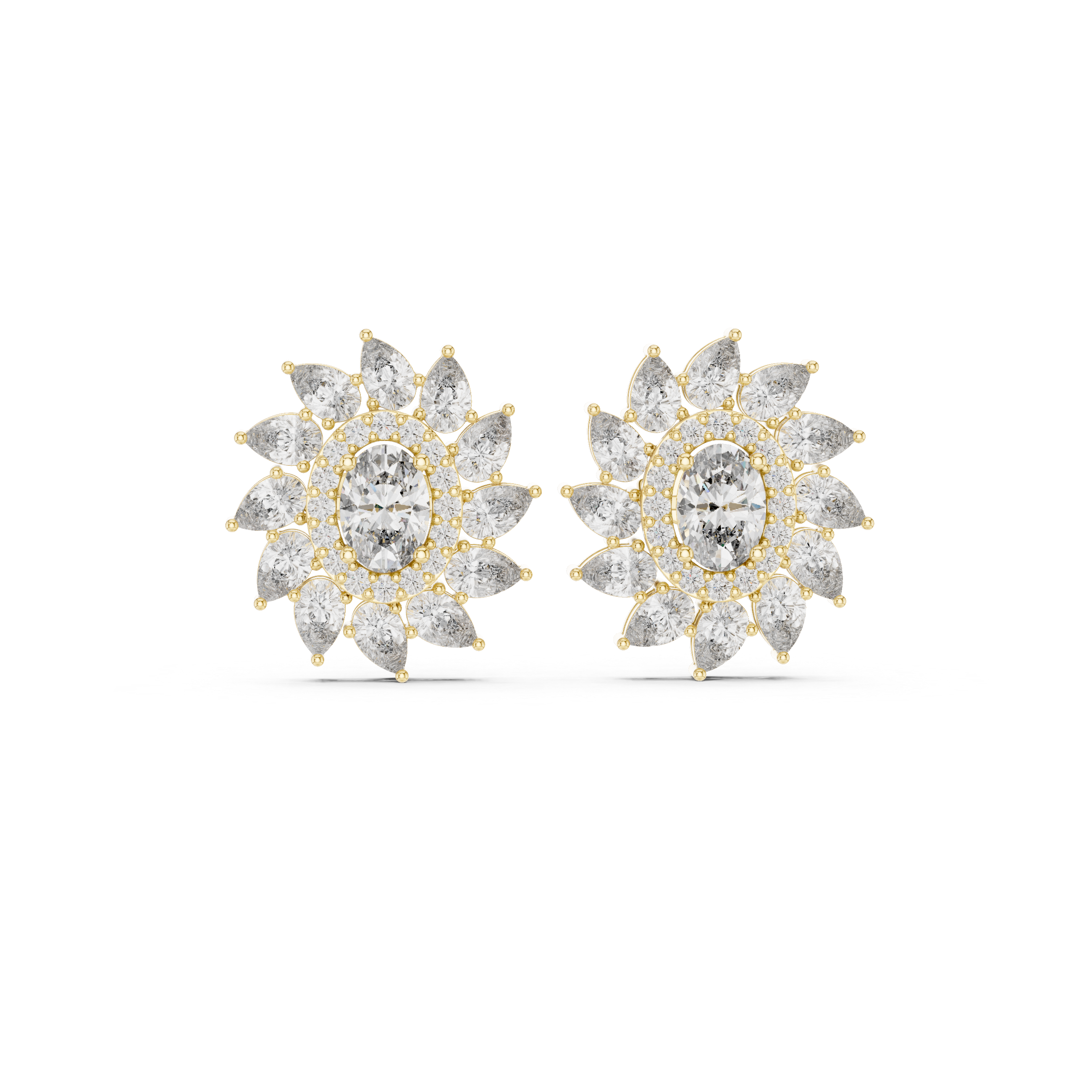 Marquise Tiered Diamond Dangle Earrings in Yellow Gold - VYKA Diamonds