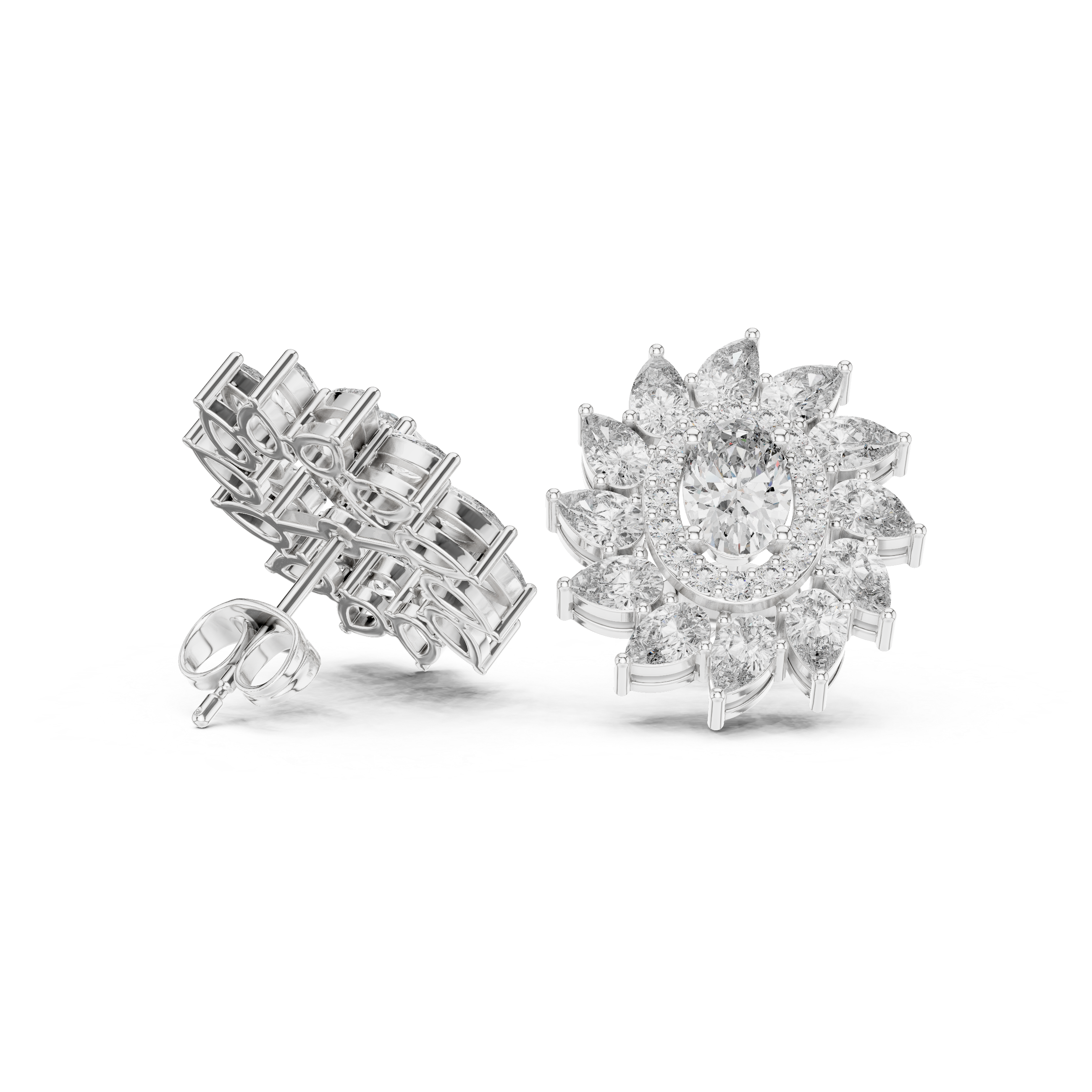 Marquise Tiered Diamond Dangle Earrings in White Gold - VYKA Diamonds