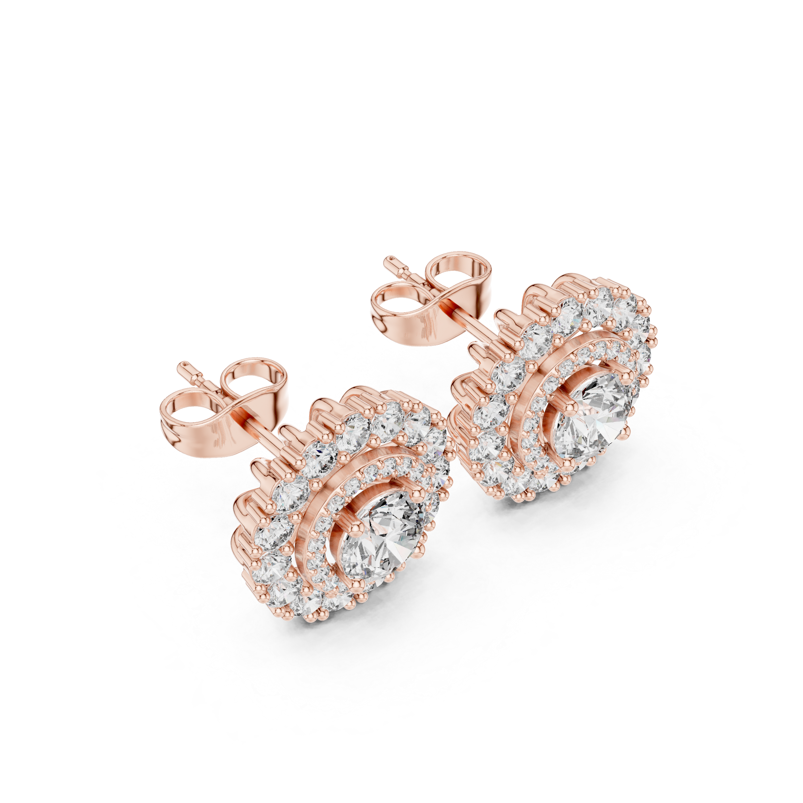 Pear Halo Chandelier Diamond Earrings in Rose Gold - VYKA Diamonds