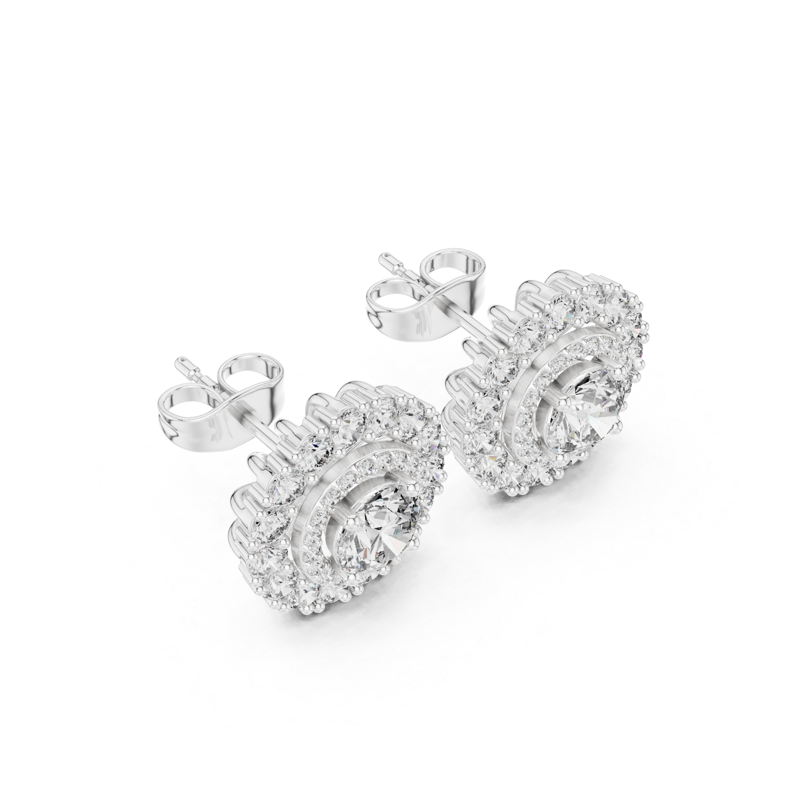 Pear Halo Chandelier Diamond Earrings in White Gold - VYKA Diamonds