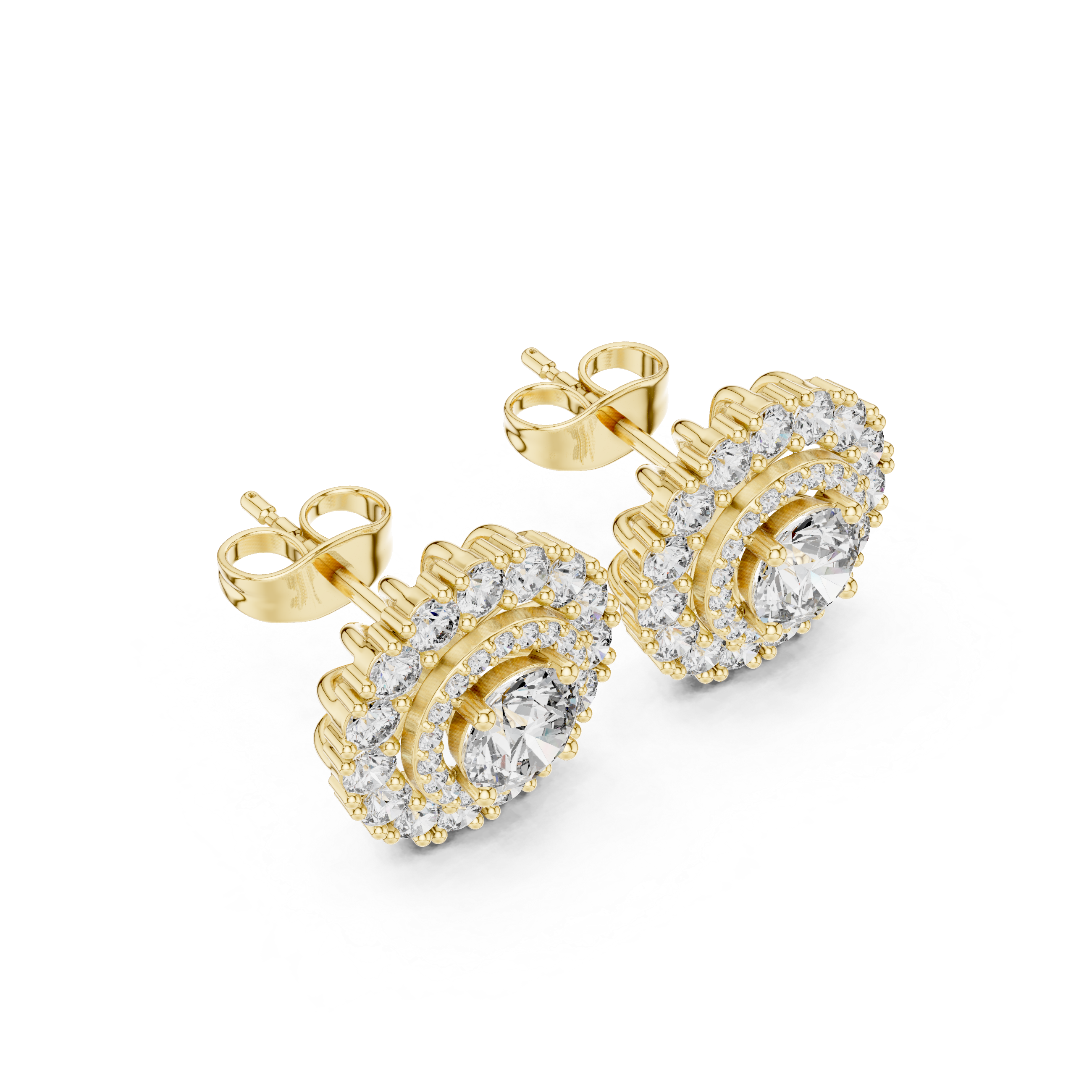 Pear Halo Chandelier Diamond Earrings in Yellow Gold - VYKA Diamonds