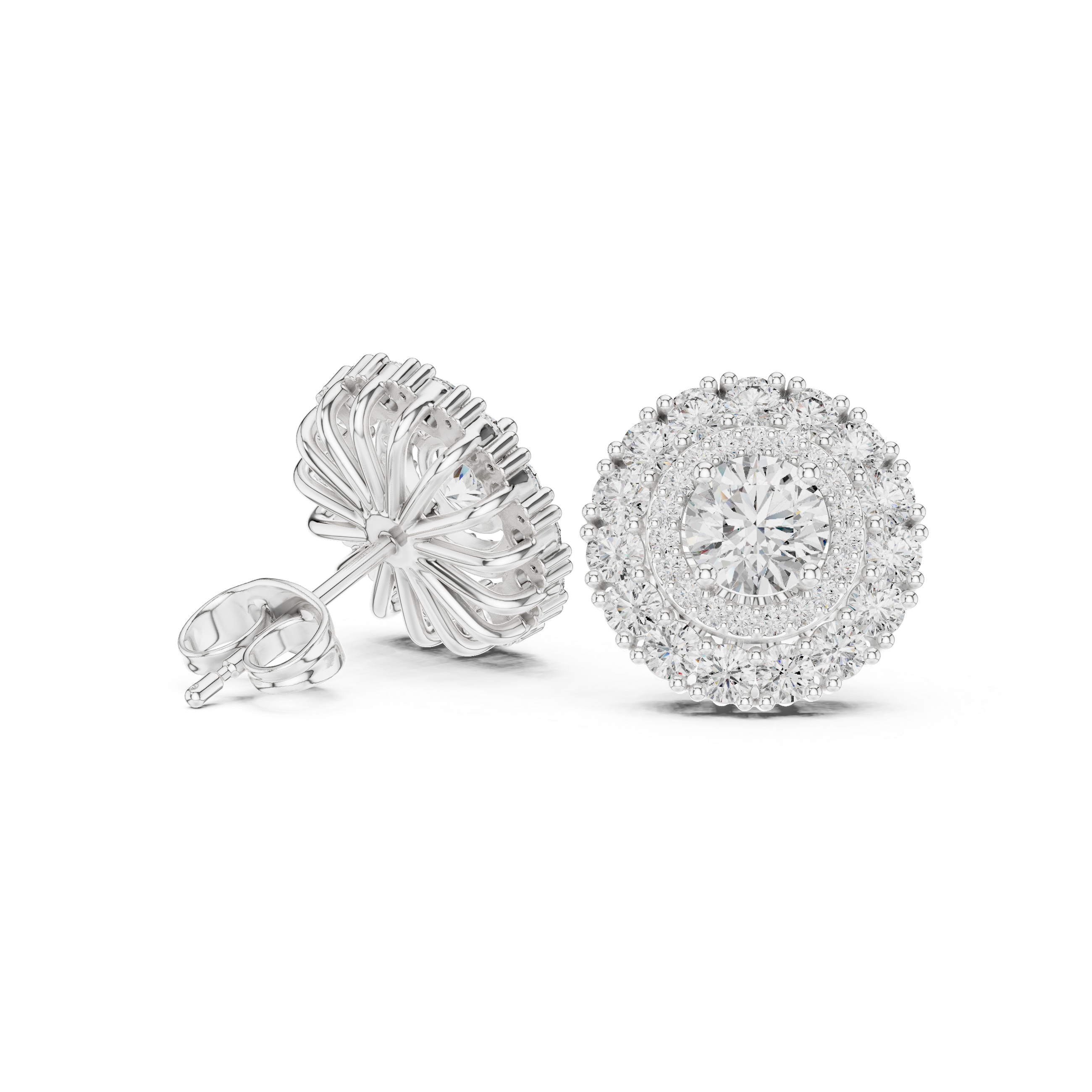 Pear Halo Chandelier Diamond Earrings in White Gold - VYKA Diamonds