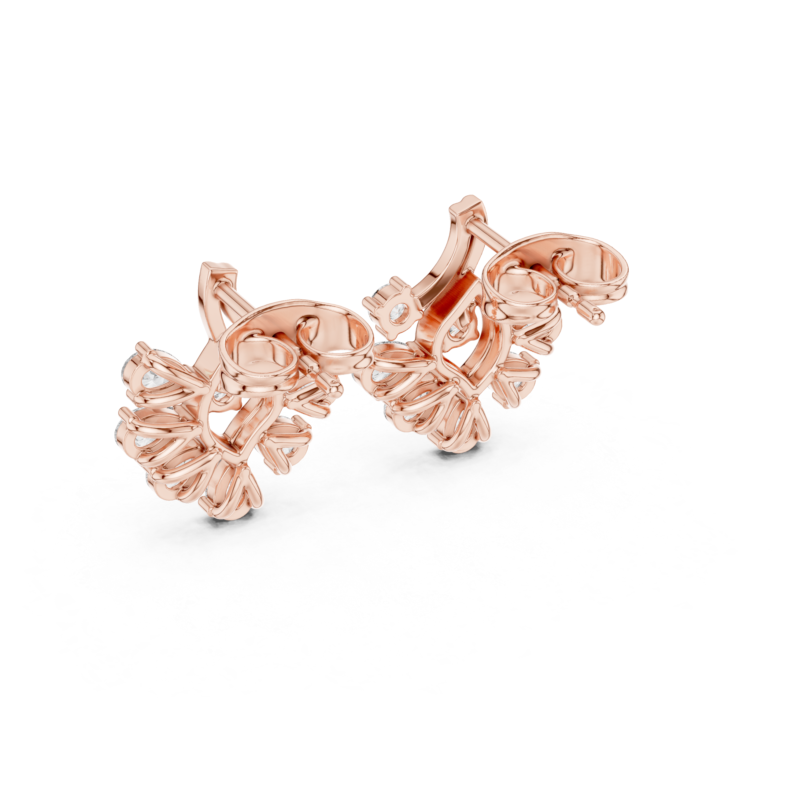 Cushion Cascade Diamond Stud Earrings in Rose Gold - VYKA Diamonds