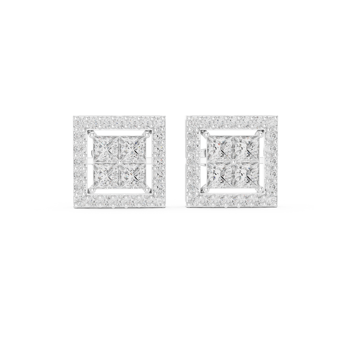 Trillion Cascade Diamond Stud Earrings