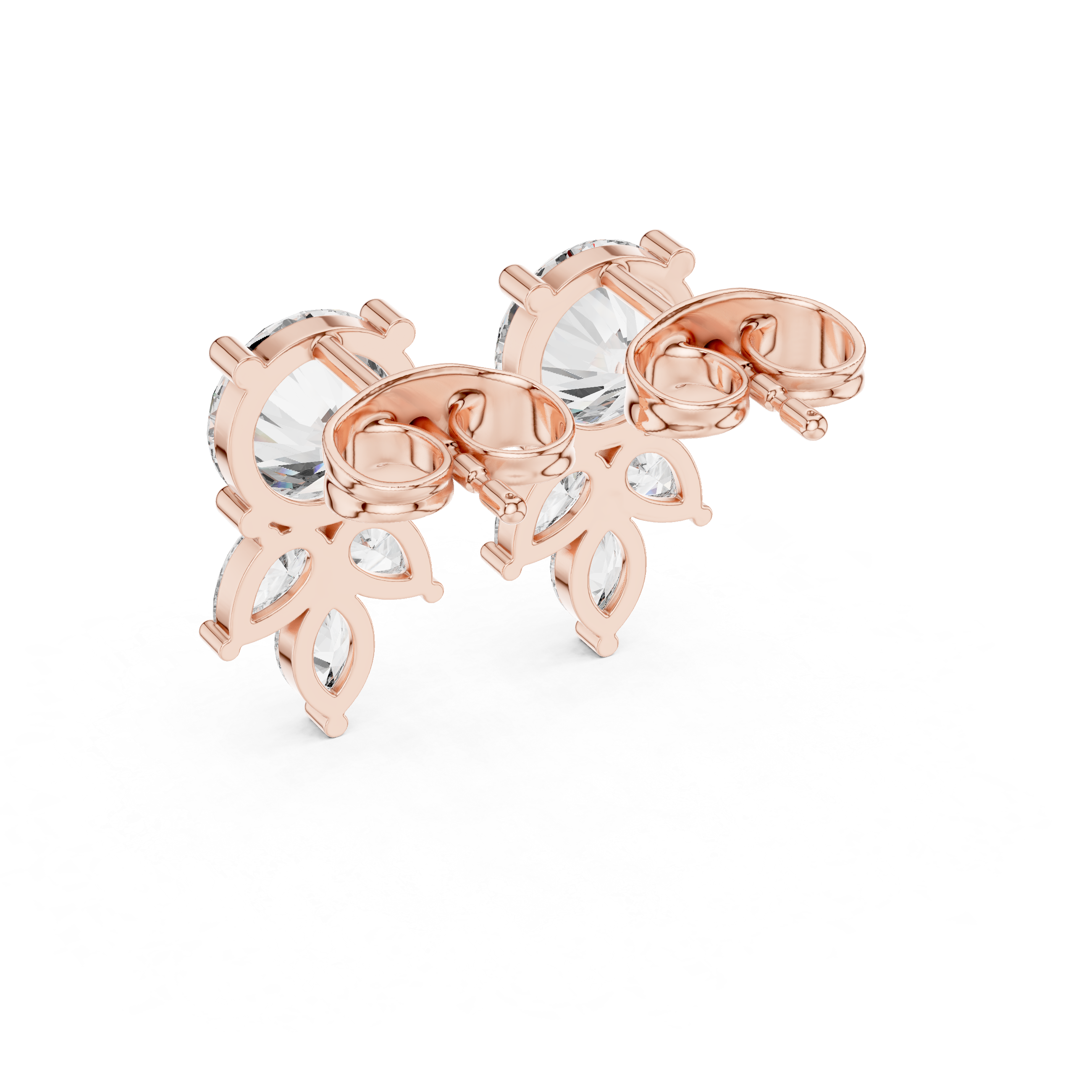 Heart Cascade Diamond Drop Earrings in Rose Gold - VYKA Diamonds