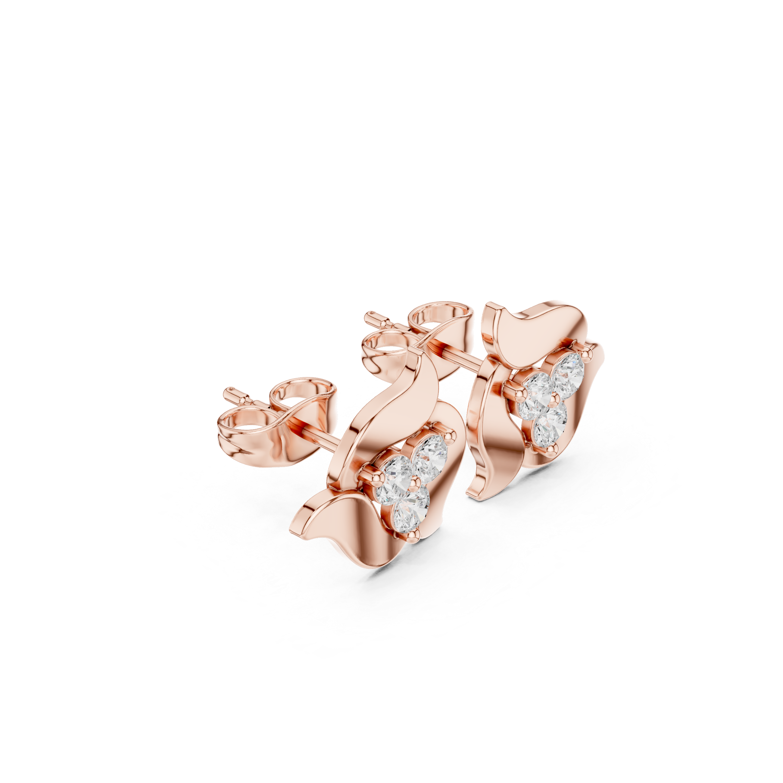 حلقان متدلية بشكل باغيت ماسية in Rose Gold - VYKA Diamonds