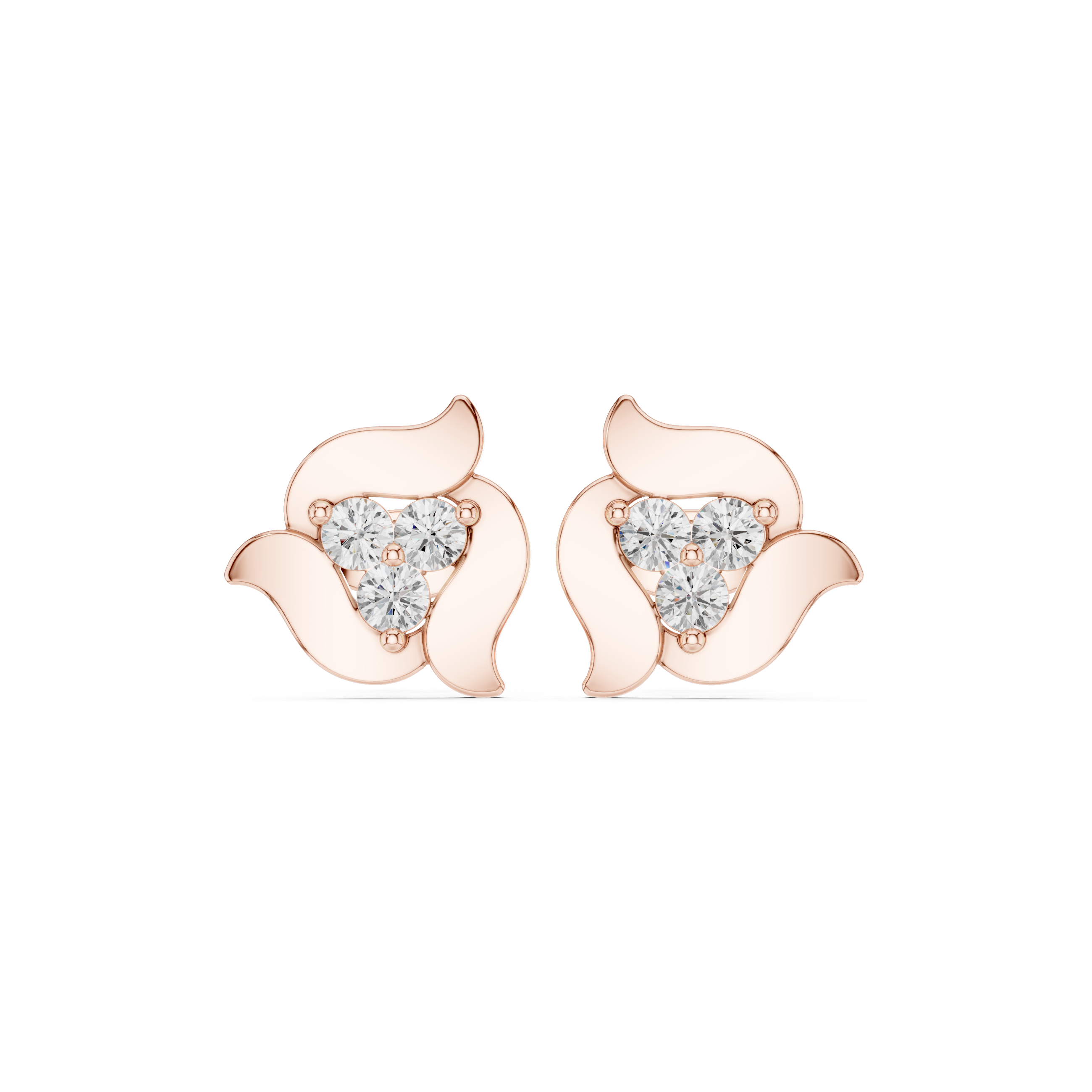 حلقان متدلية بشكل باغيت ماسية in Rose Gold - VYKA Diamonds