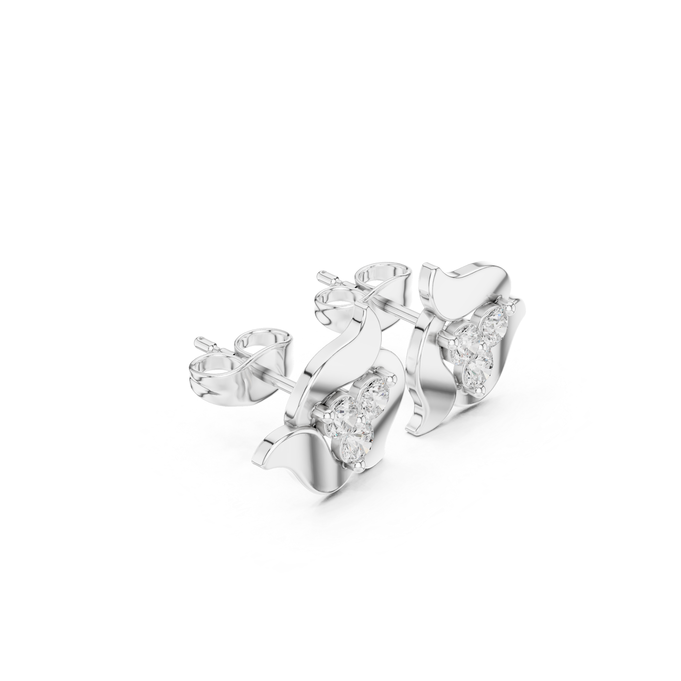 حلقان متدلية بشكل باغيت ماسية in White Gold - VYKA Diamonds