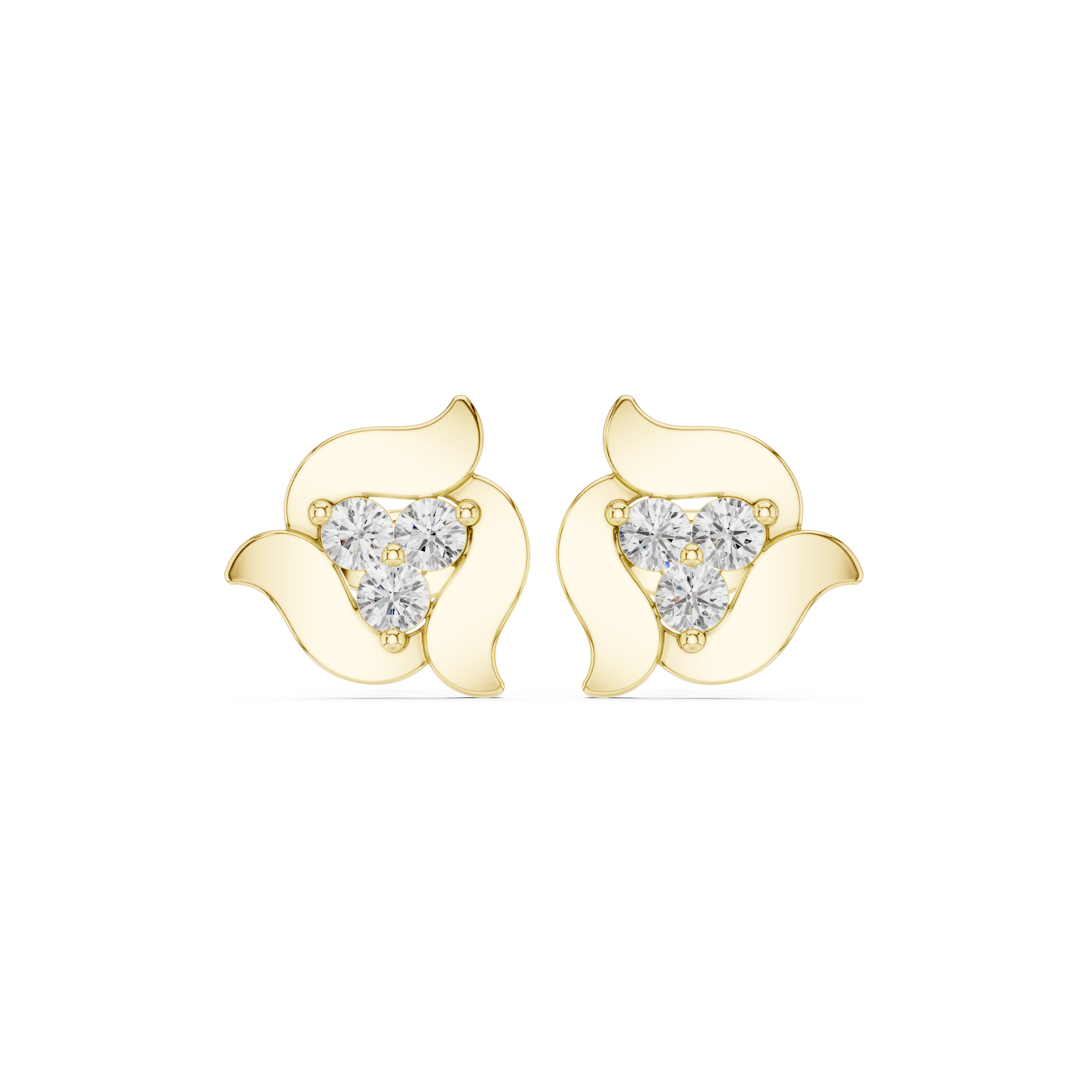 حلقان متدلية بشكل باغيت ماسية in Yellow Gold - VYKA Diamonds