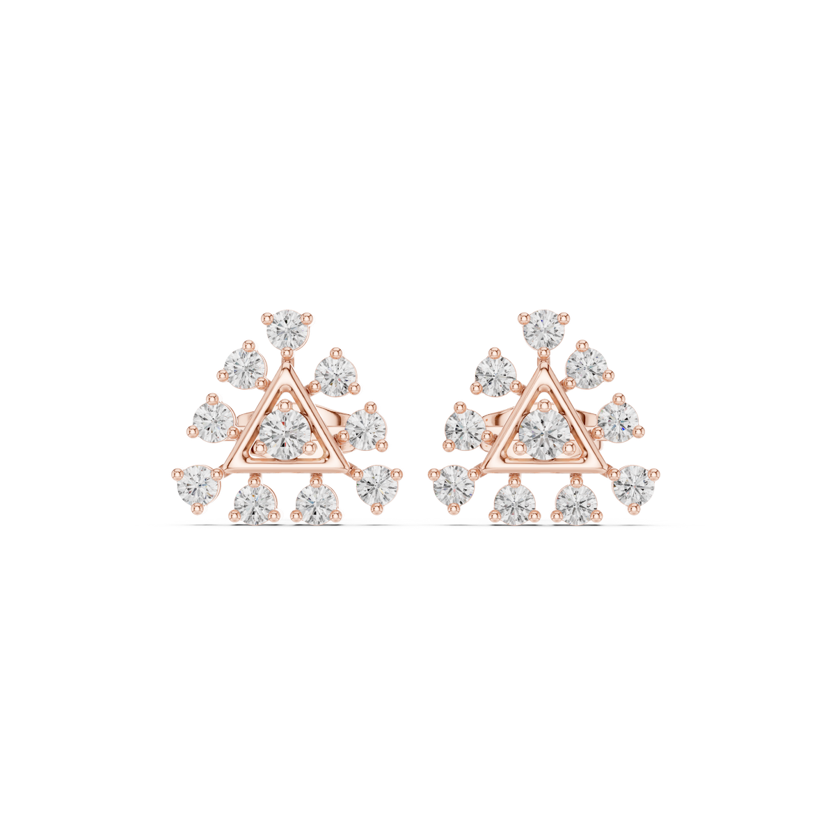 Triangle Halo Diamond Stud Earrings