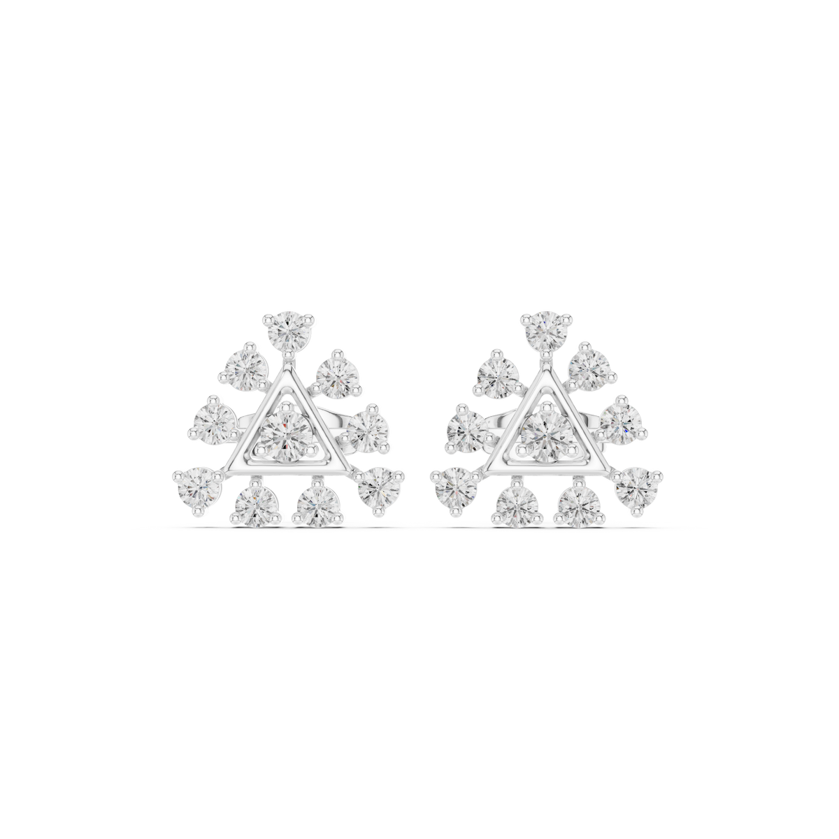 Triangle Halo Diamond Stud Earrings
